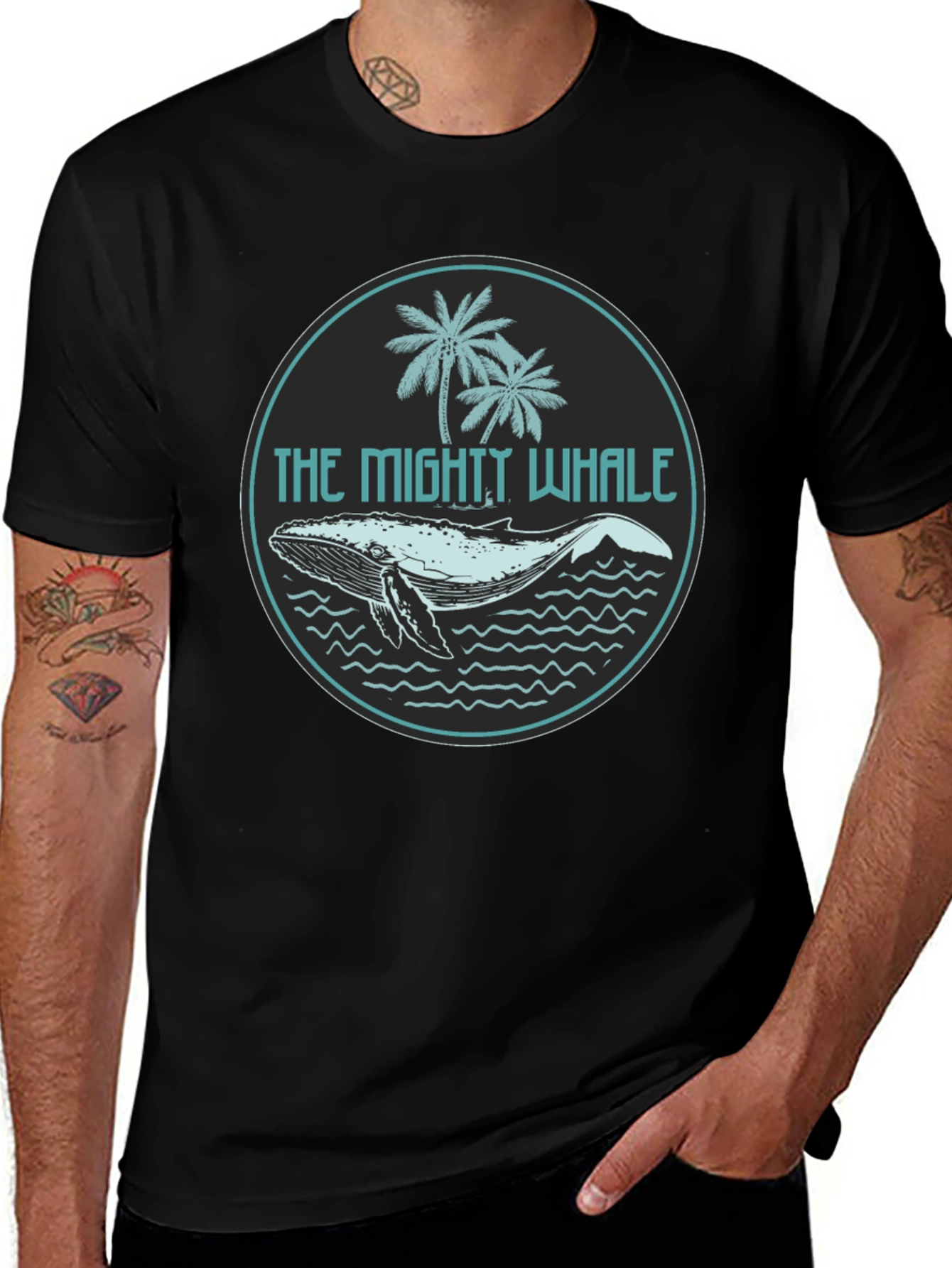The Mighty Whale Graphic Tee - Black Cotton T-Shirt