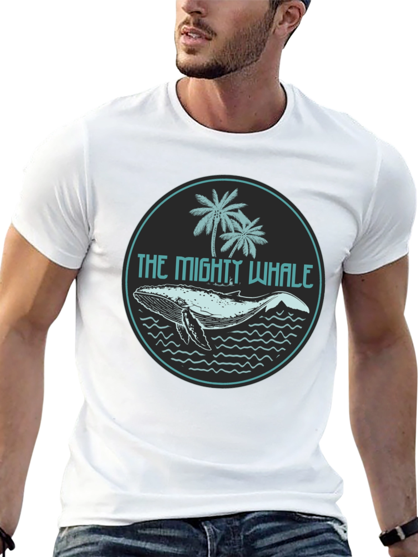 The Mighty Whale Graphic Tee - Black Cotton T-Shirt