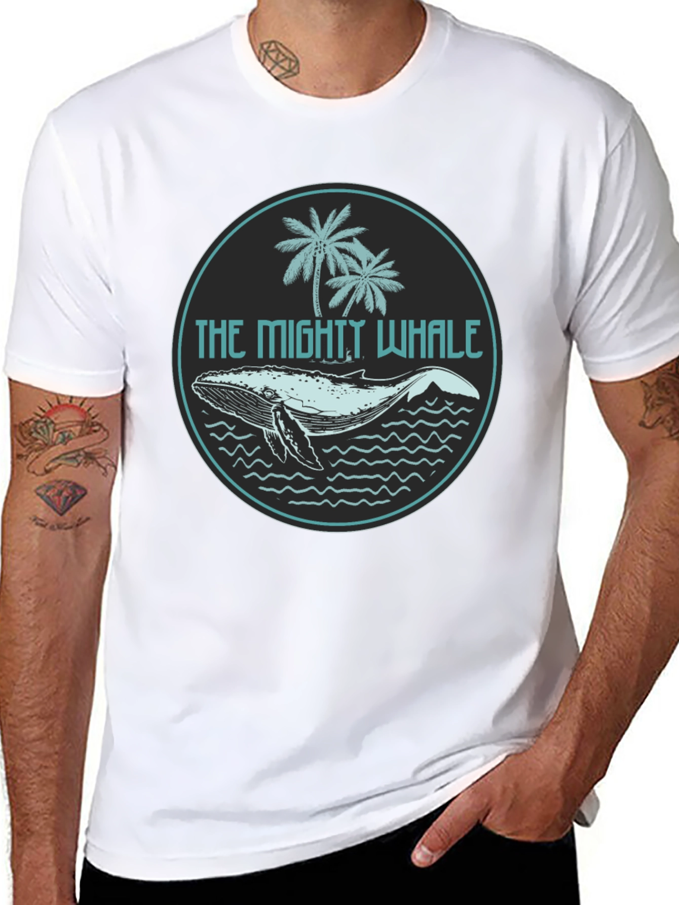 The Mighty Whale Graphic Tee - Black Cotton T-Shirt