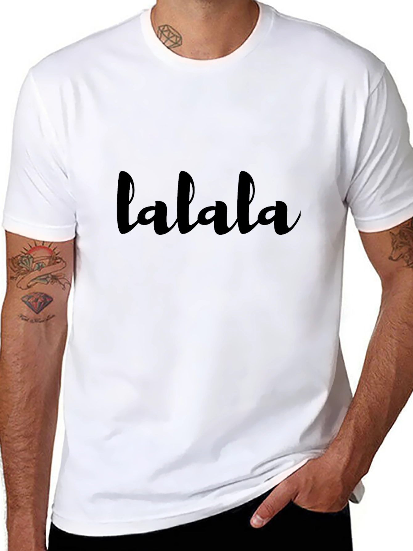 lalala Black Graphic Tee - Casual Comfort