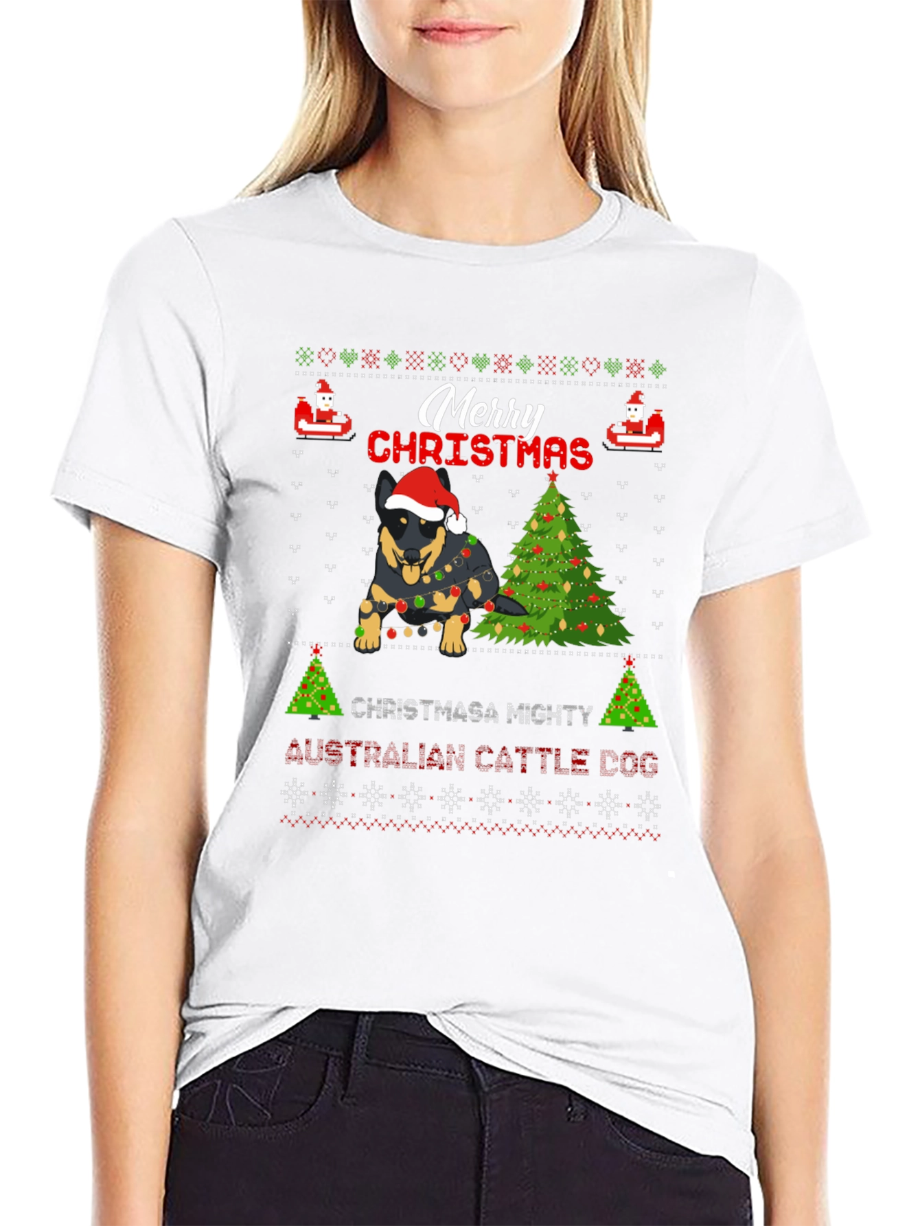 Christmas Australian Cattle Dog Ugly Sweater T-Shirt