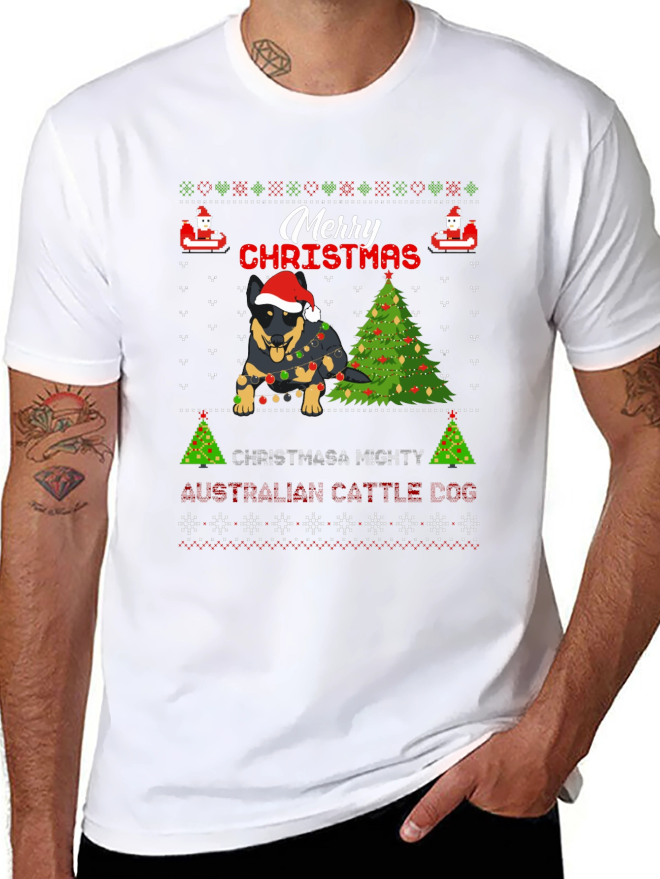 Christmas Australian Cattle Dog Ugly Sweater T-Shirt