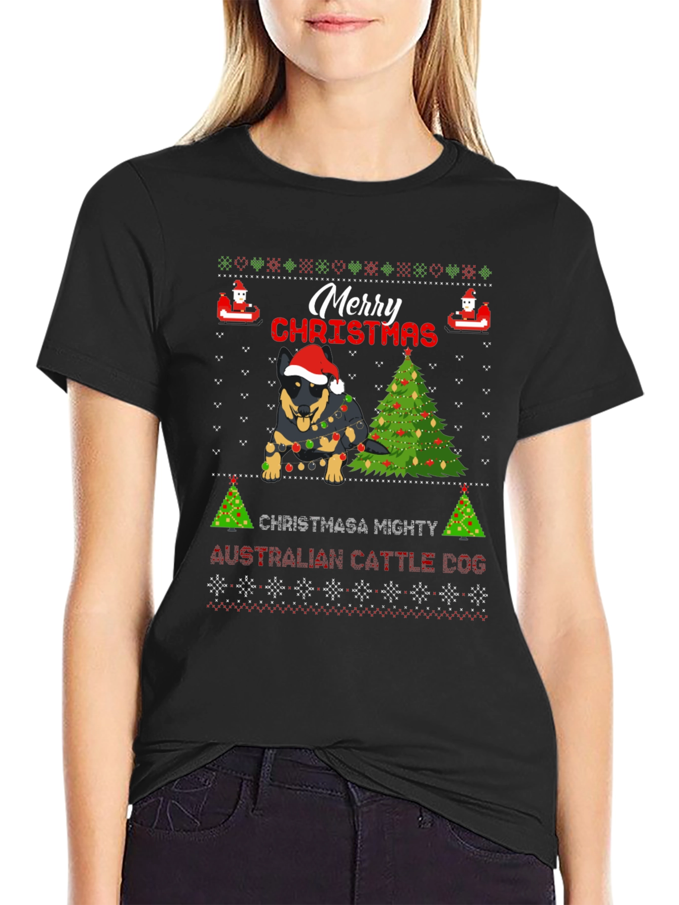 Christmas Australian Cattle Dog Ugly Sweater T-Shirt
