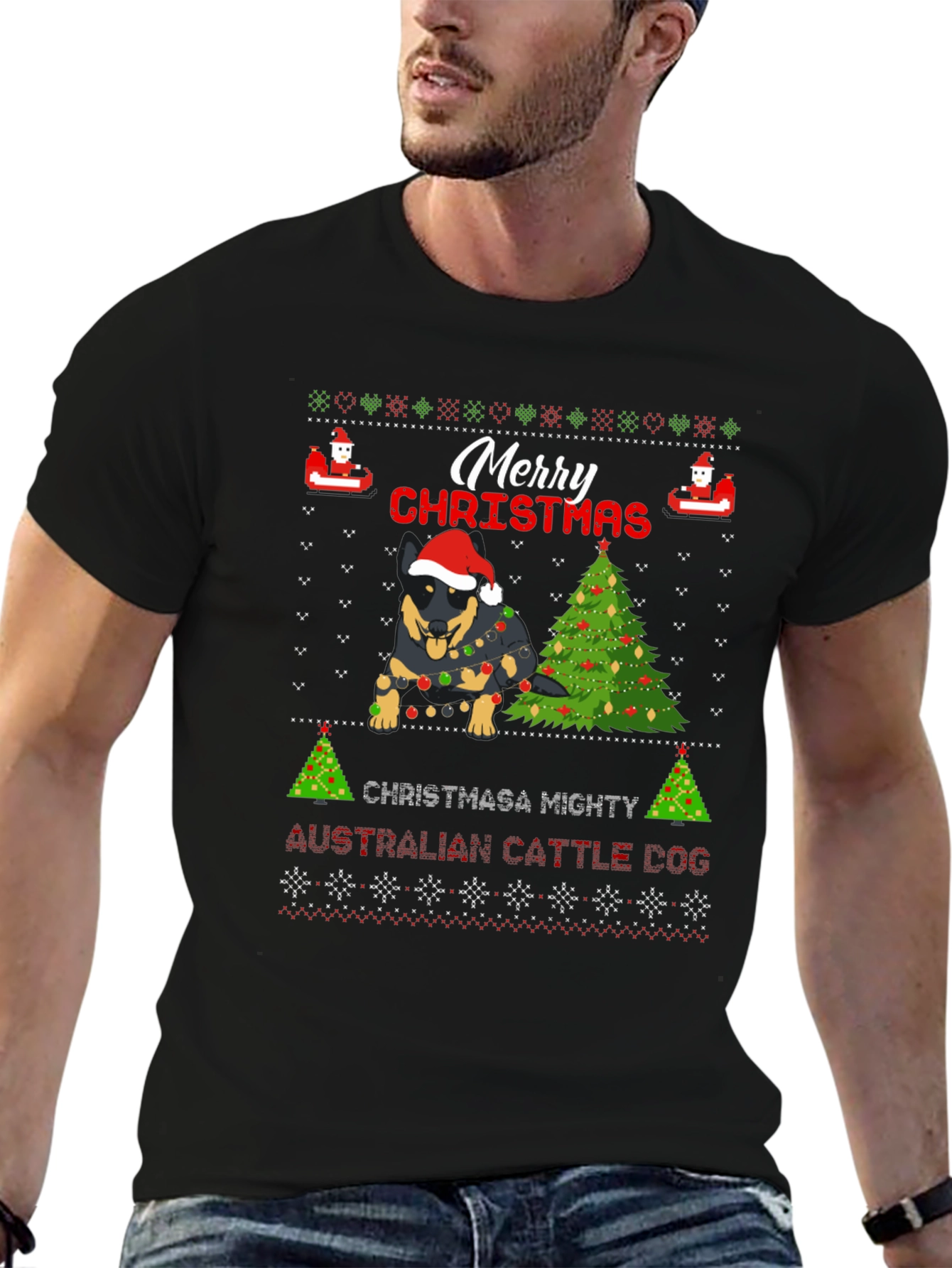 Christmas Australian Cattle Dog Ugly Sweater T-Shirt