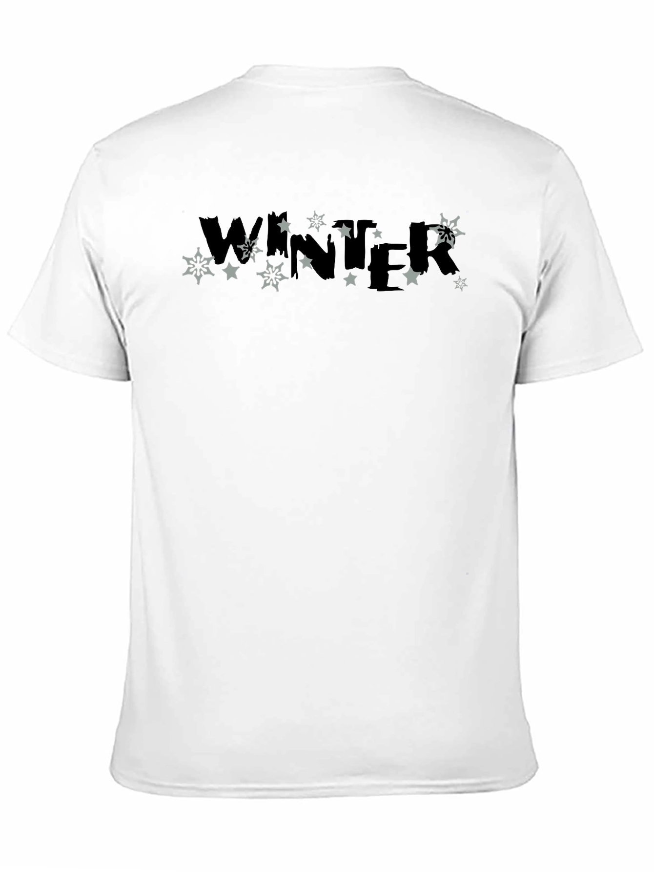 Winter Stars Graphic Print Black T-Shirt
