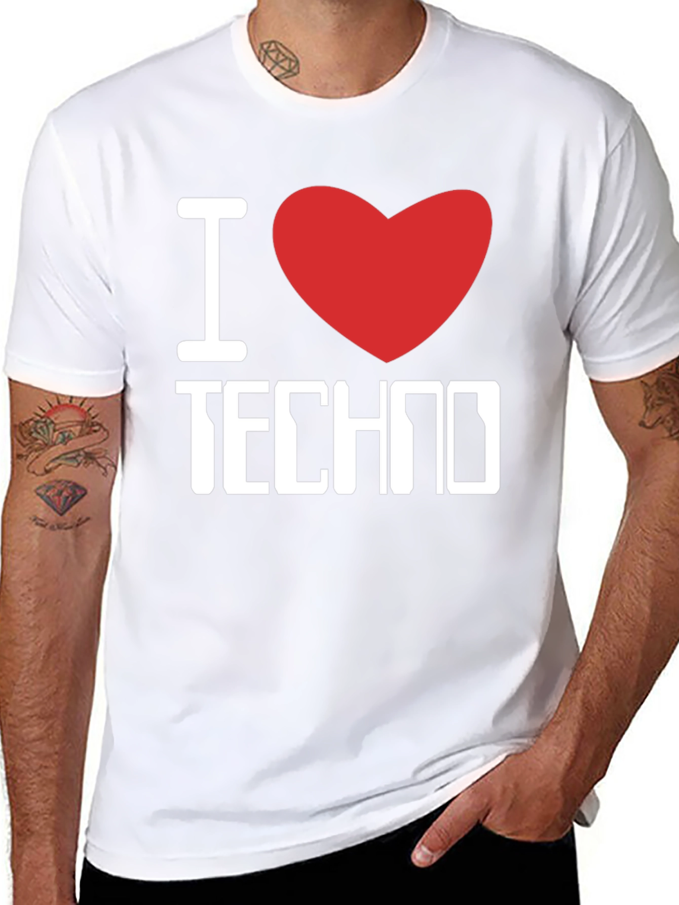 I Love Techno Black T-Shirt - Music Lover Tee