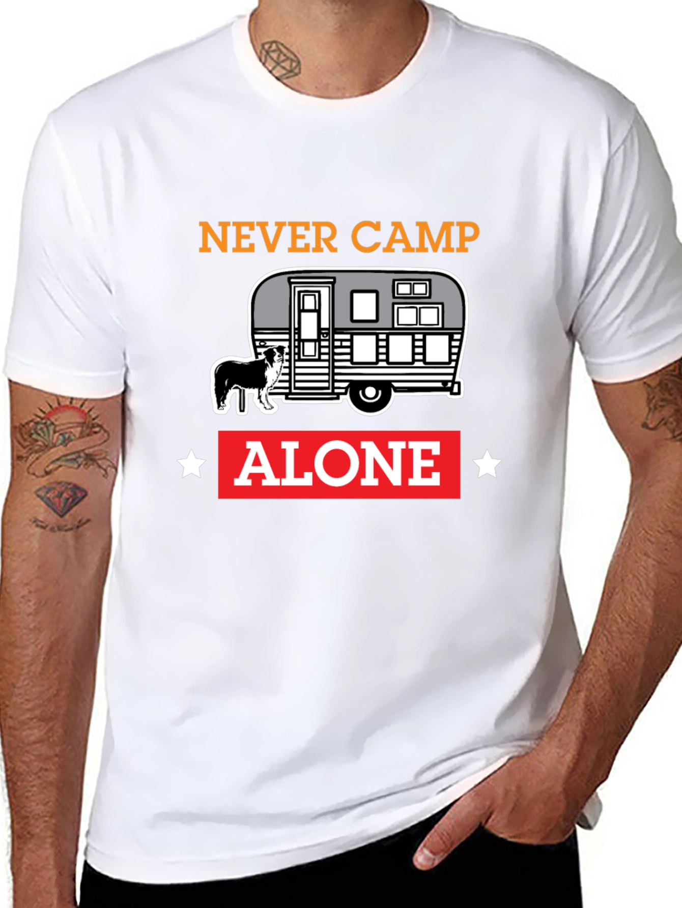 Never Camp Alone Dog Camper T-Shirt