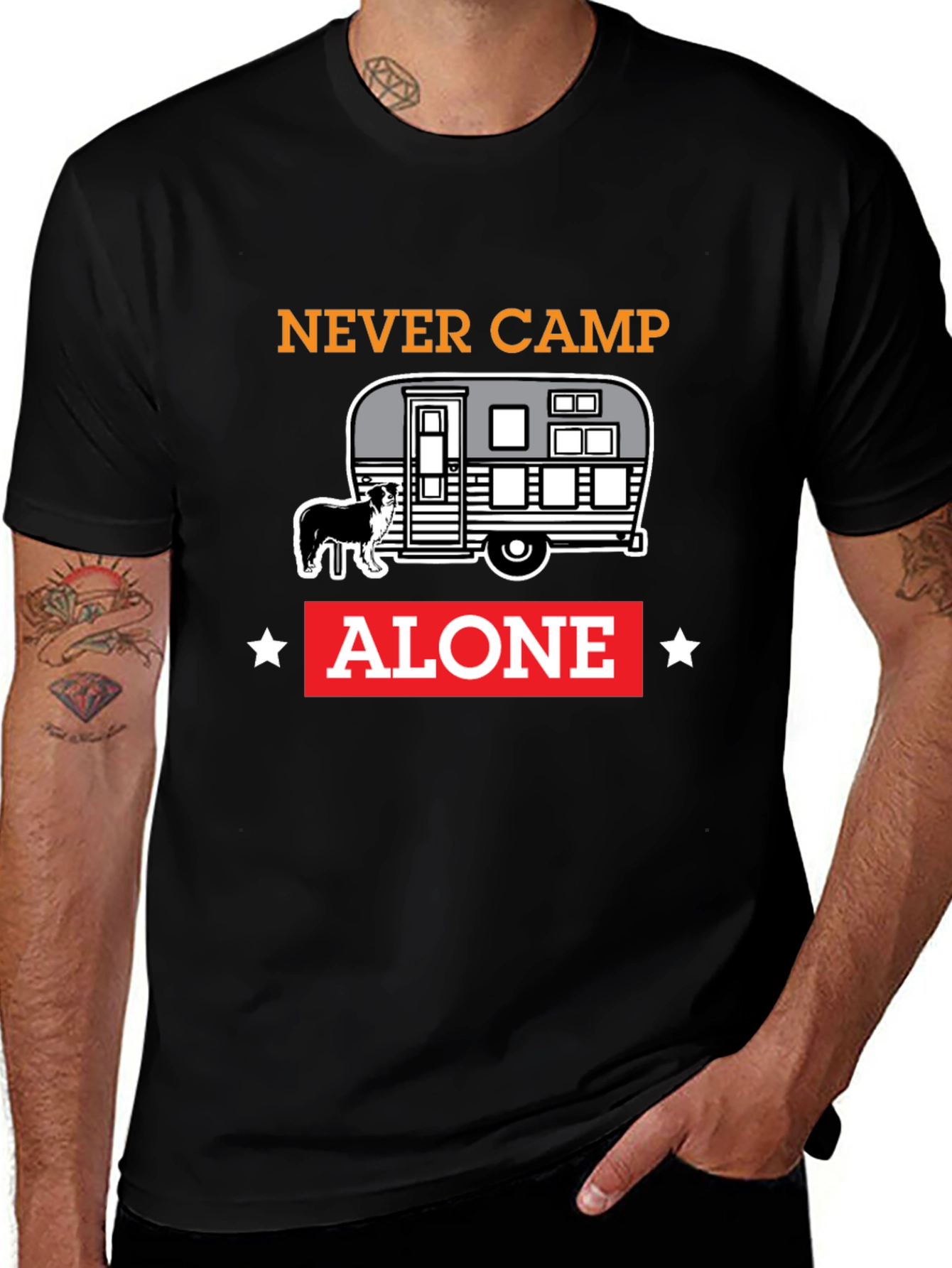 Never Camp Alone Dog Camper T-Shirt