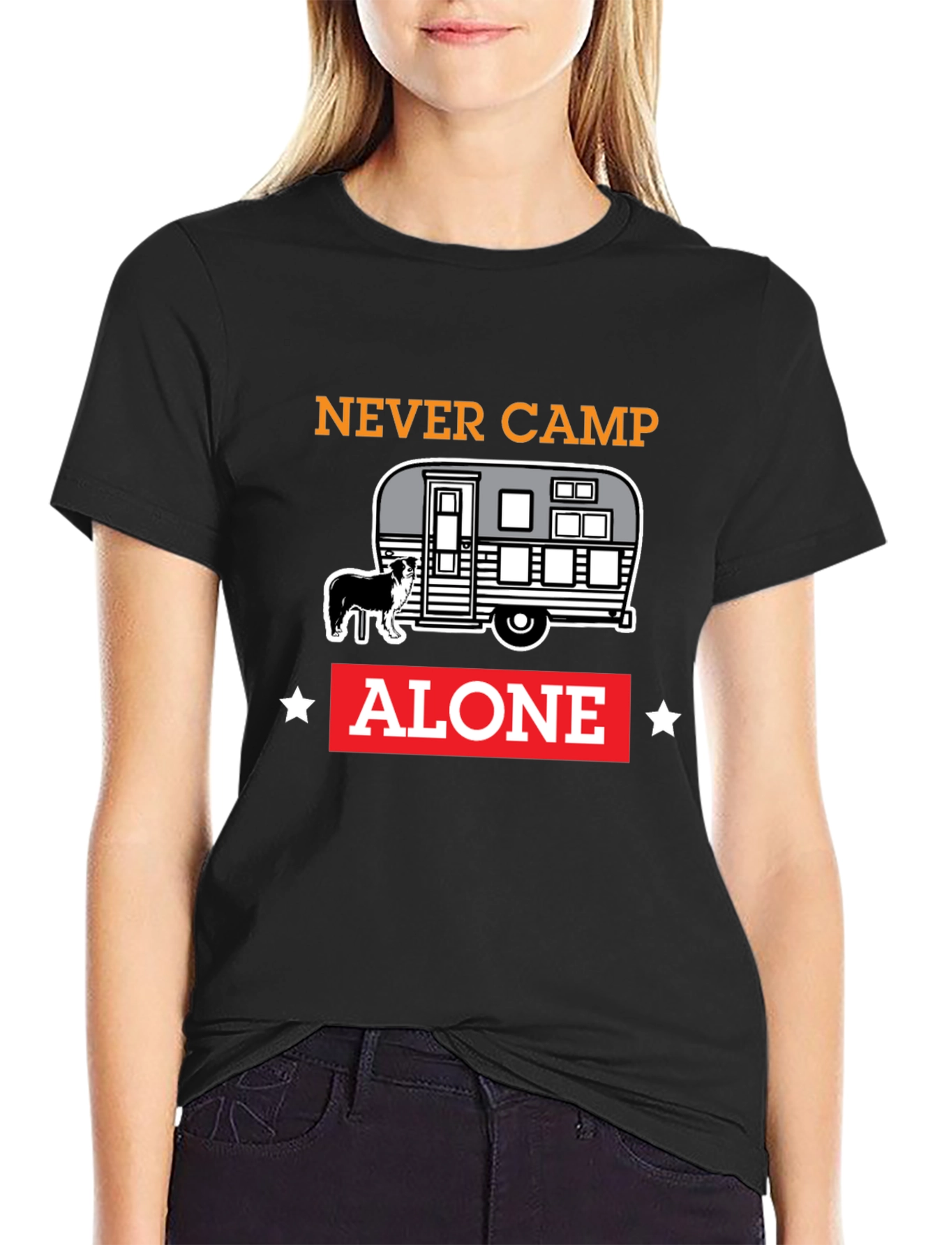 Never Camp Alone Dog Camper T-Shirt
