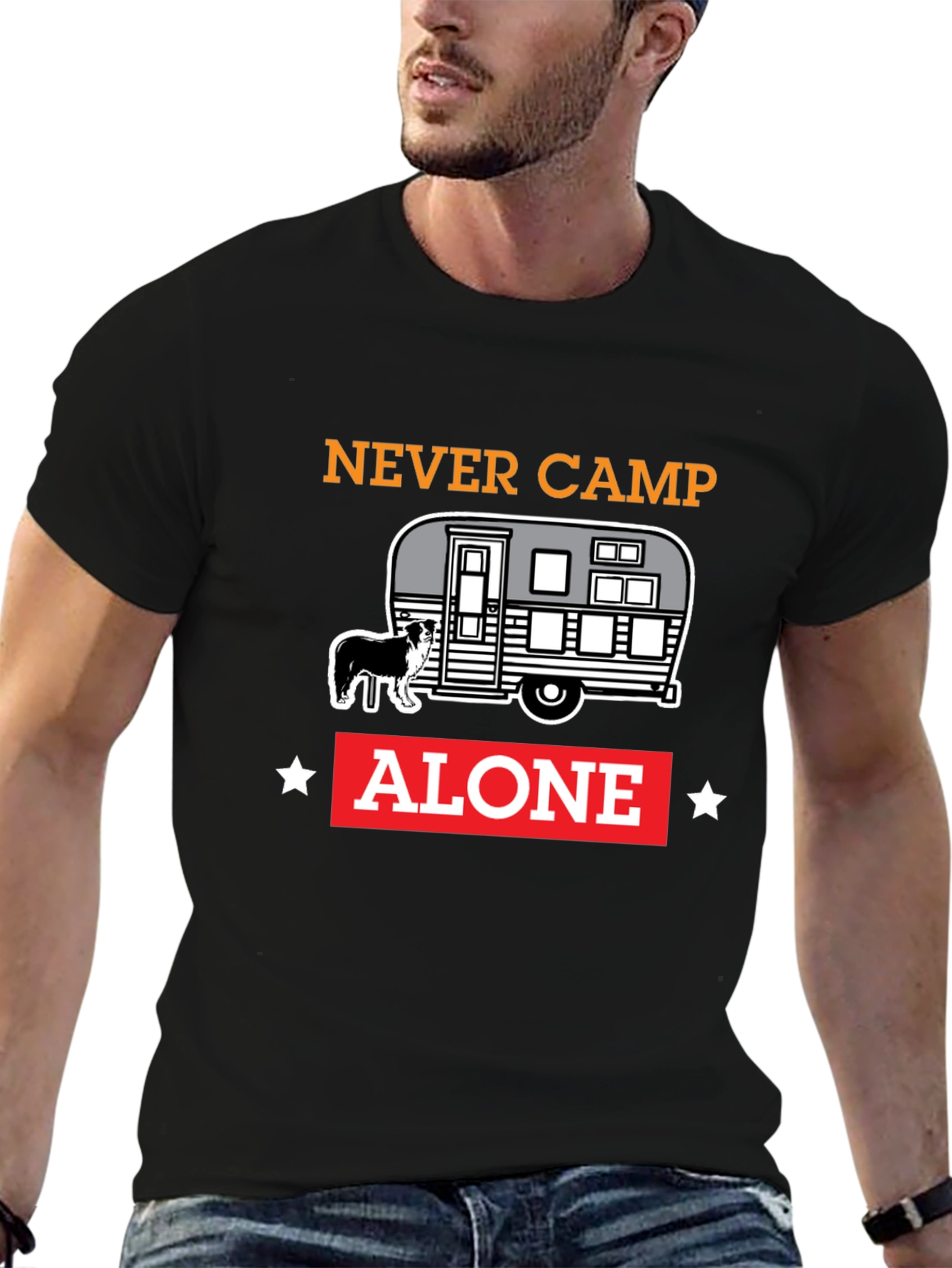 Never Camp Alone Dog Camper T-Shirt