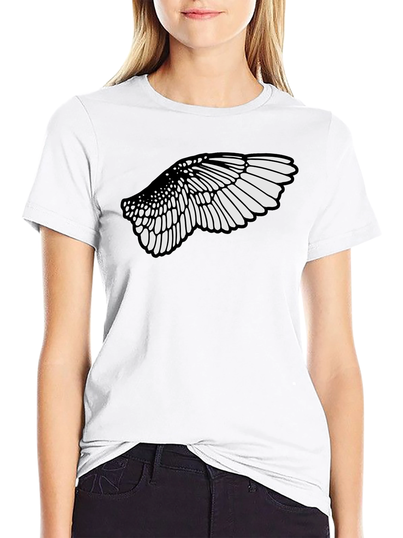 Black T-Shirt with Wing Graphic