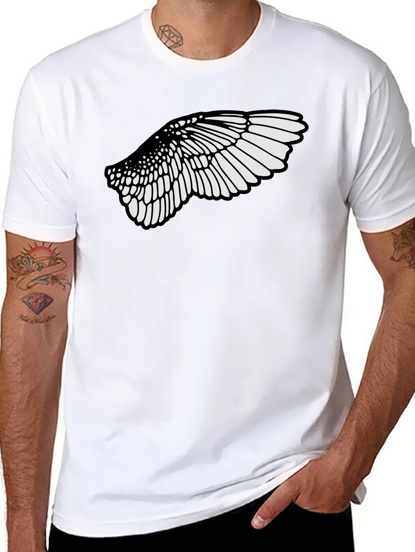 Black T-Shirt with Wing Graphic