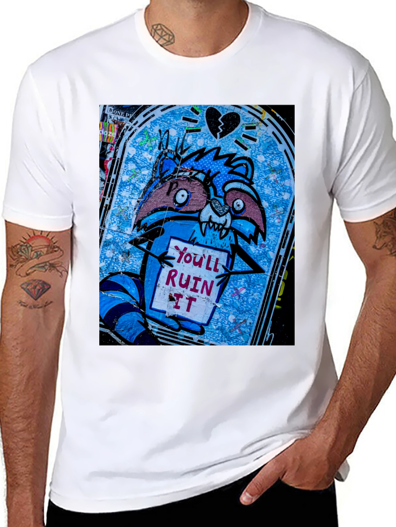 Ruin It Raccoon T-Shirt - Graffiti Style Tee