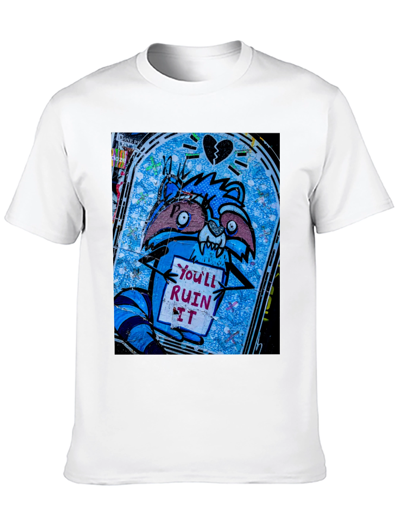 Ruin It Raccoon T-Shirt - Graffiti Style Tee