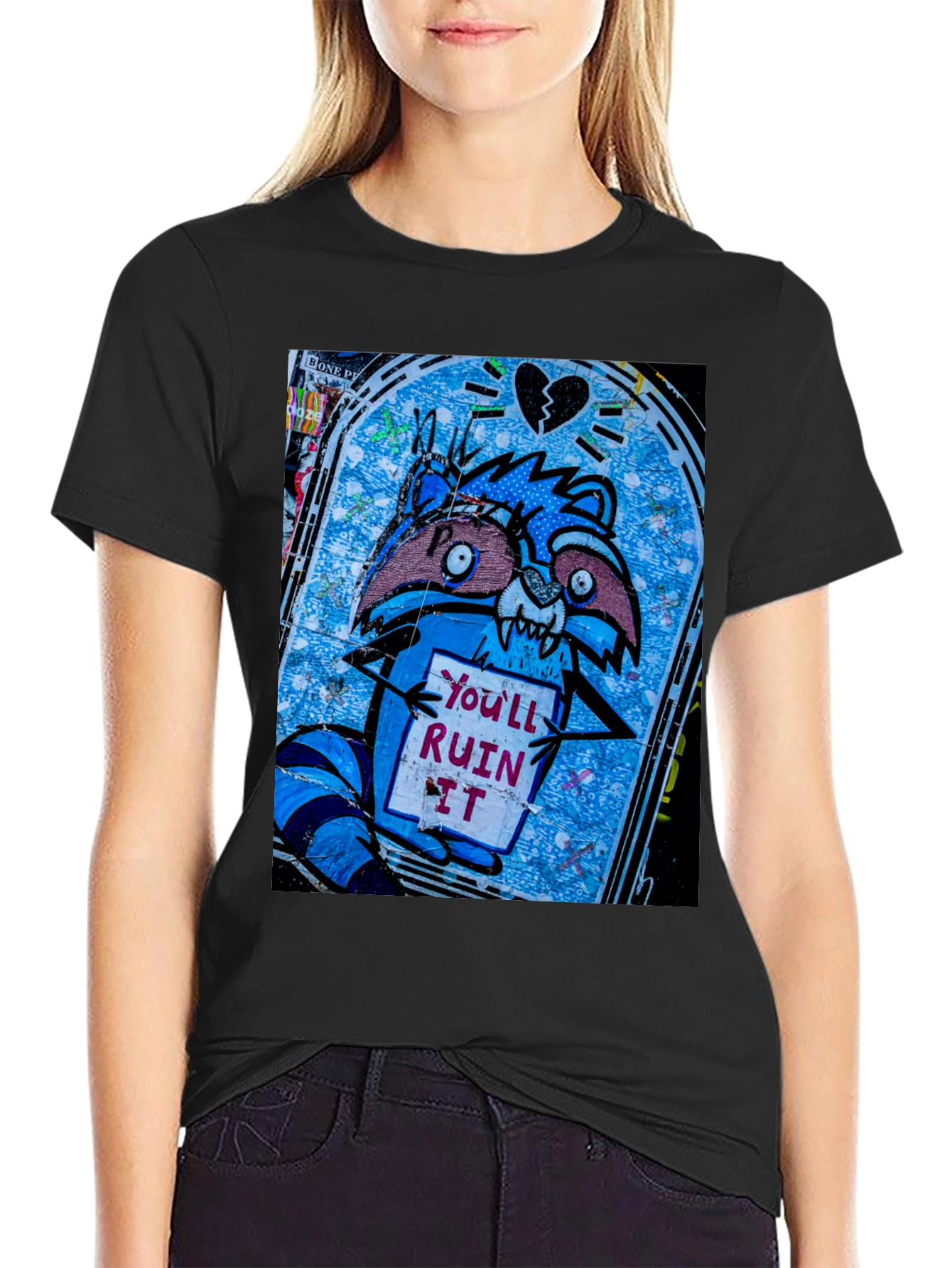 Ruin It Raccoon T-Shirt - Graffiti Style Tee