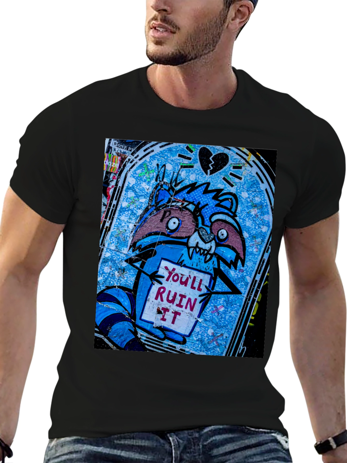 Ruin It Raccoon T-Shirt - Graffiti Style Tee