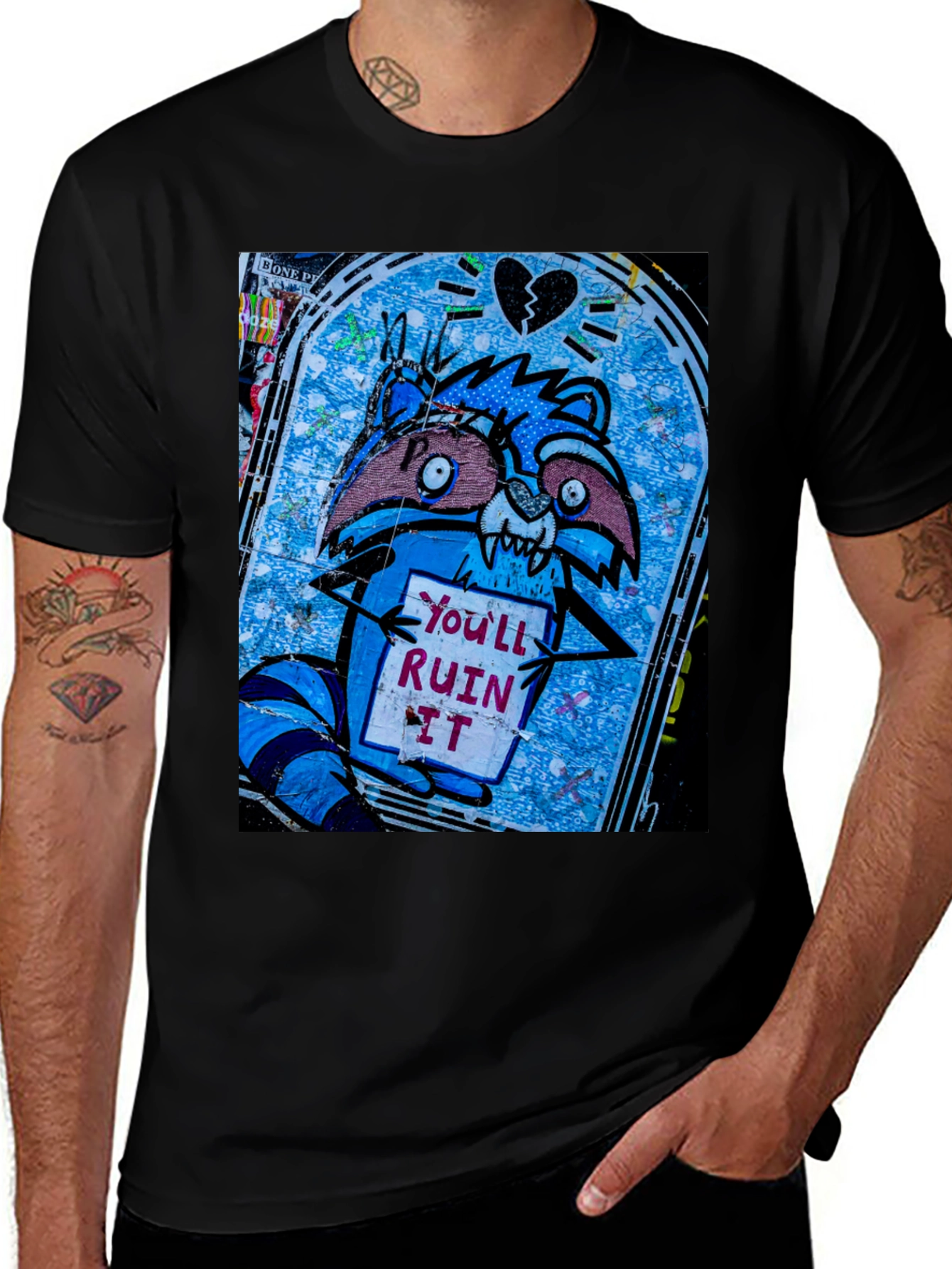 Ruin It Raccoon T-Shirt - Graffiti Style Tee