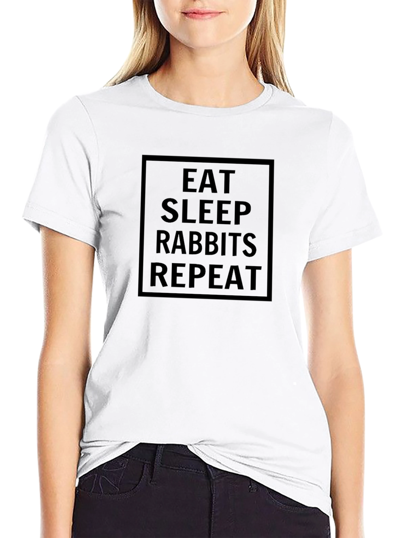 Eat Sleep Rabbits Repeat Black Graphic Tee