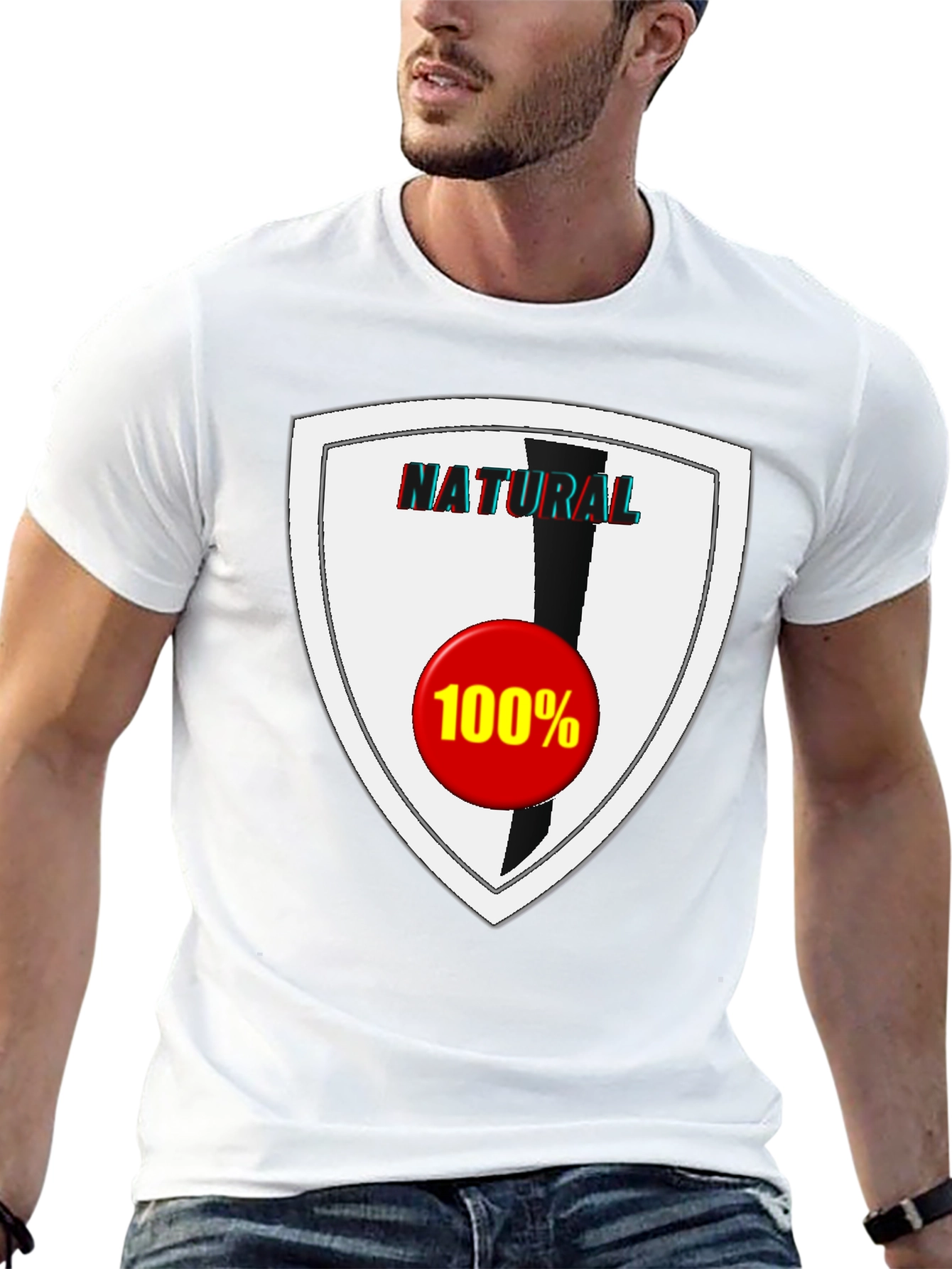 Natural 100% Graphic Tee - Stylish & Comfortable