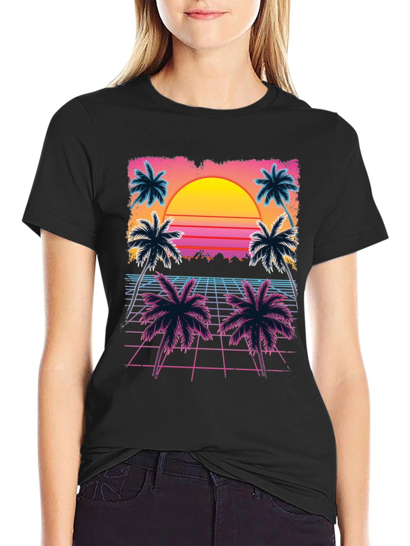 Retro Sunset Palm Tree Graphic Tee