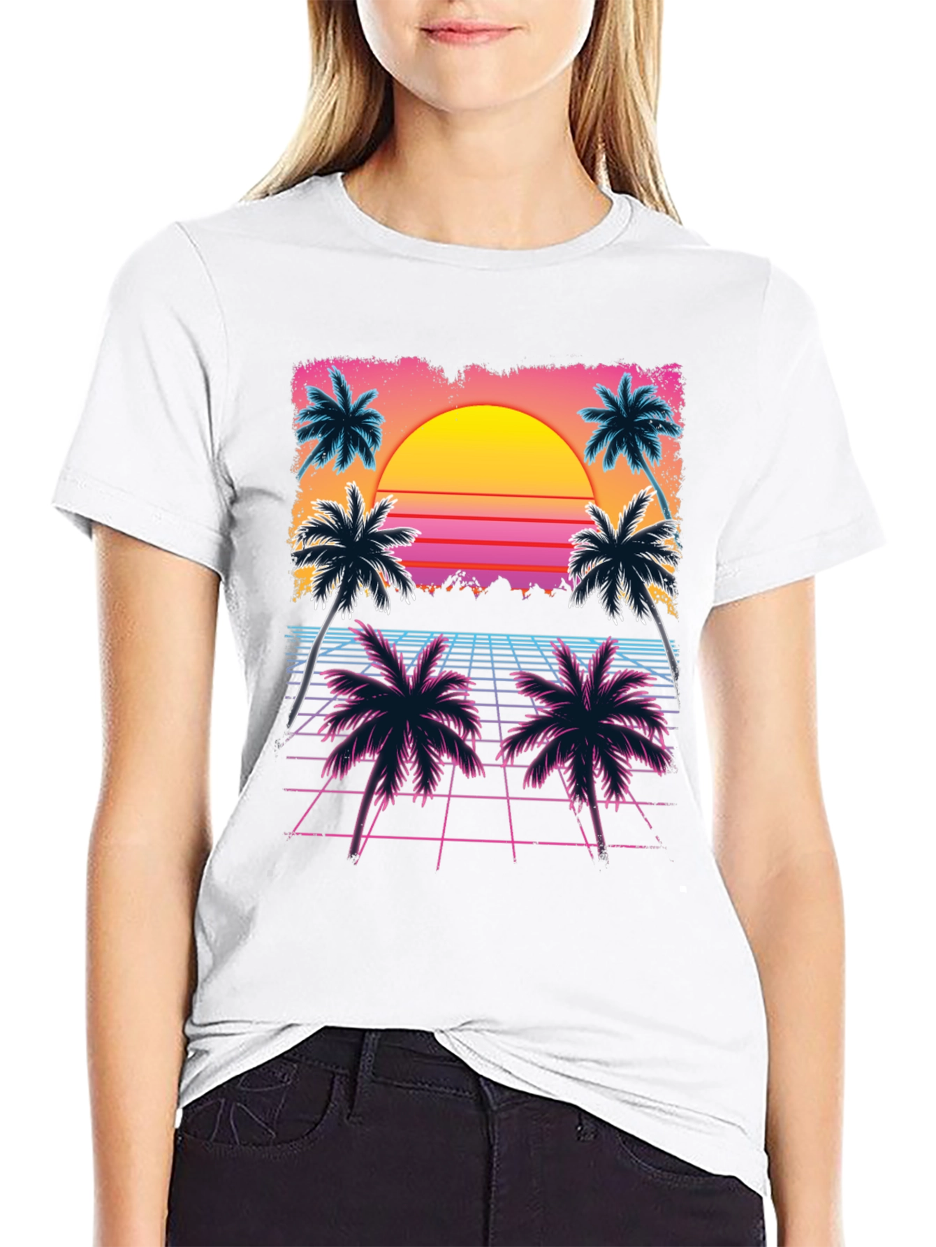 Retro Sunset Palm Tree Graphic Tee
