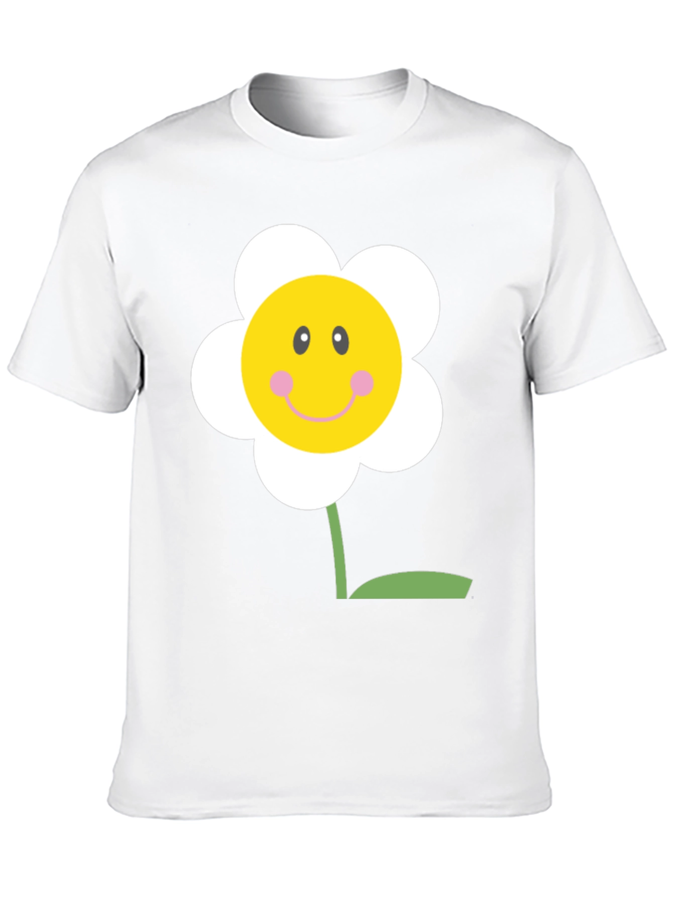 Happy Flower Graphic Tee - Black Cotton Shirt