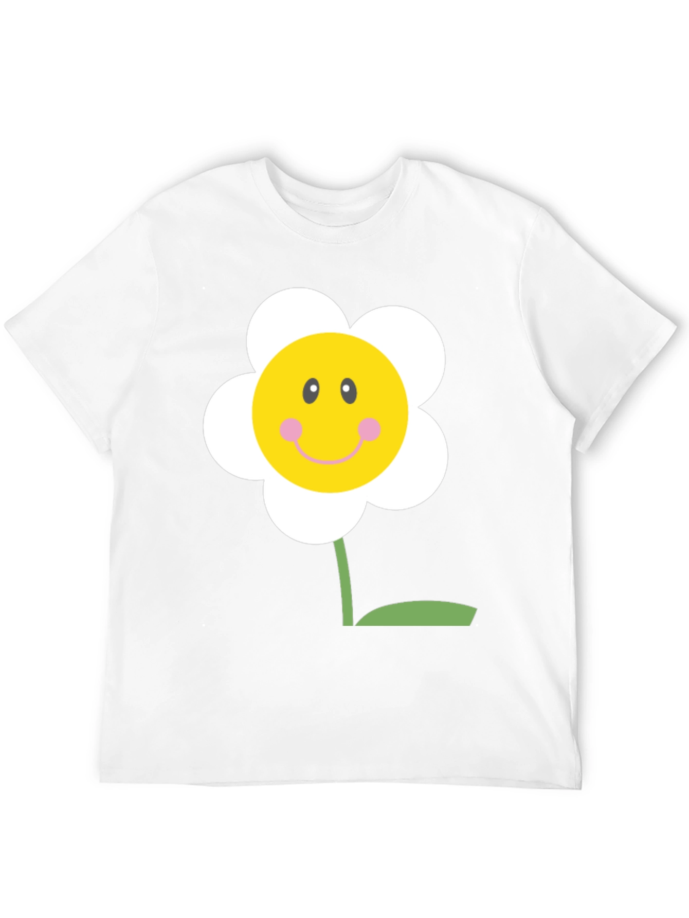 Happy Flower Graphic Tee - Black Cotton Shirt