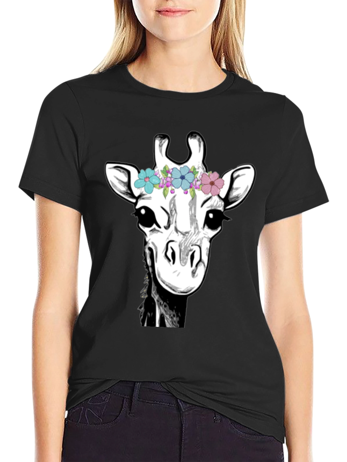 Giraffe Flower Crown Graphic Tee