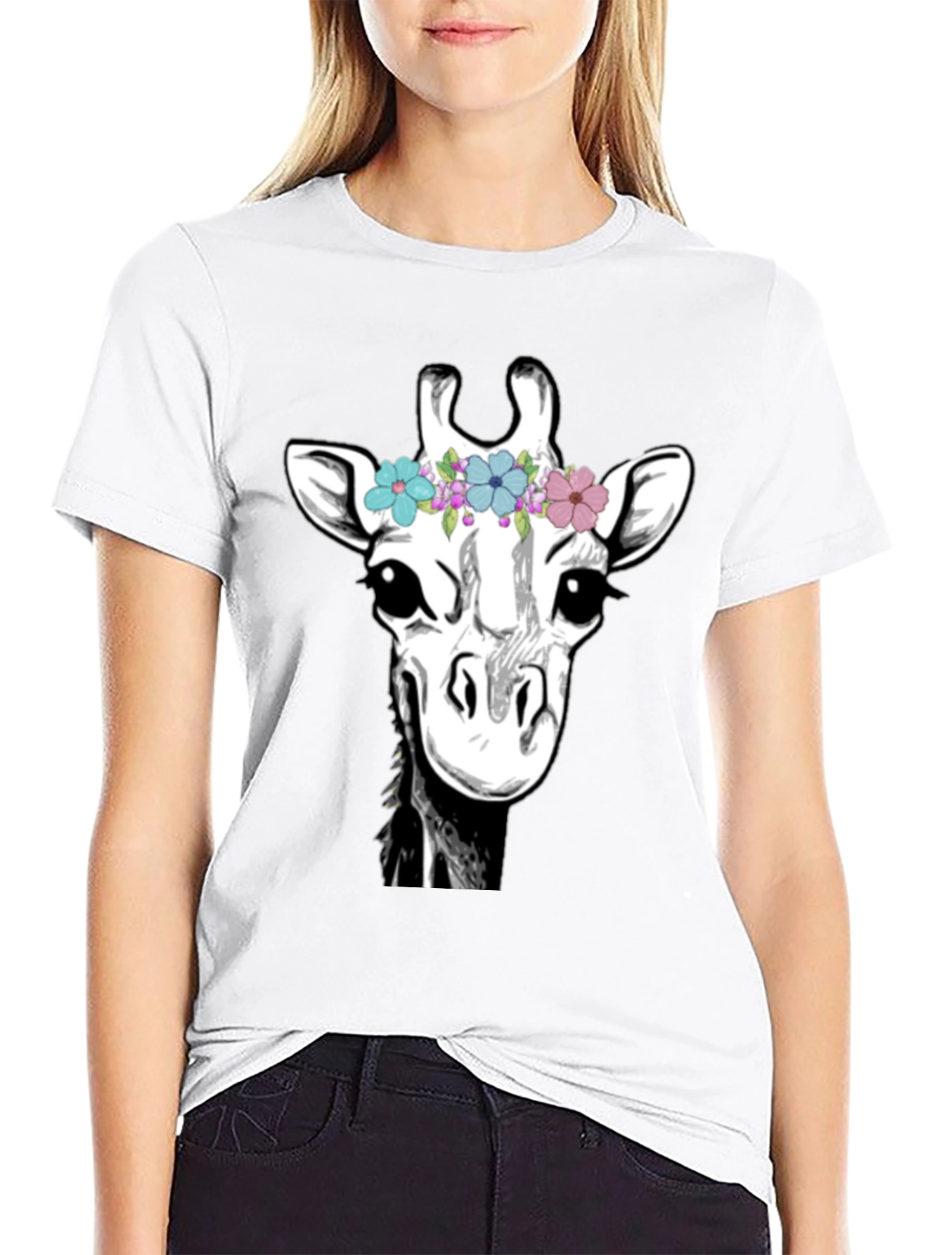 Giraffe Flower Crown Graphic Tee