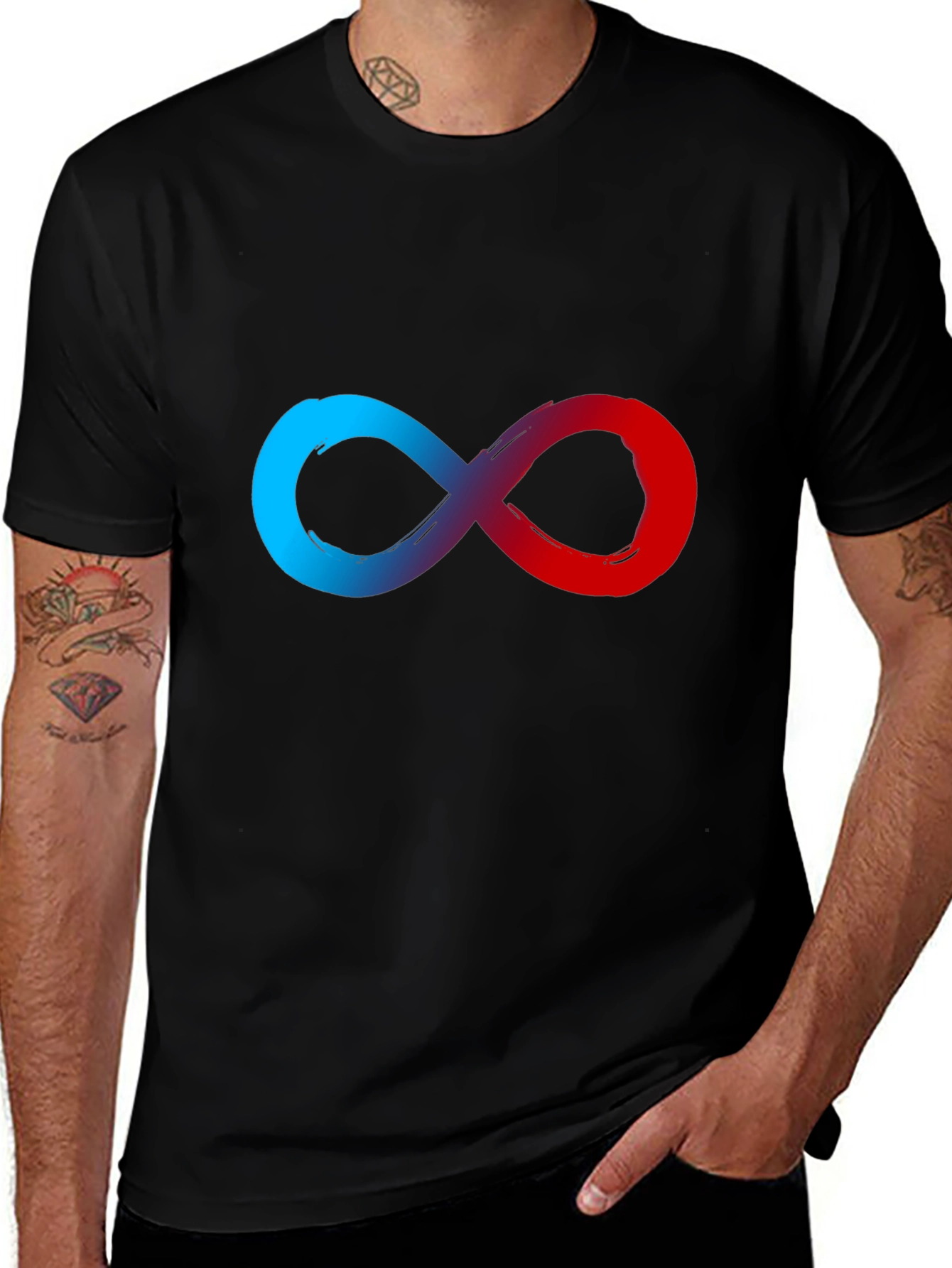 Infinity Symbol Graphic Tee - Soft Black Cotton Blend