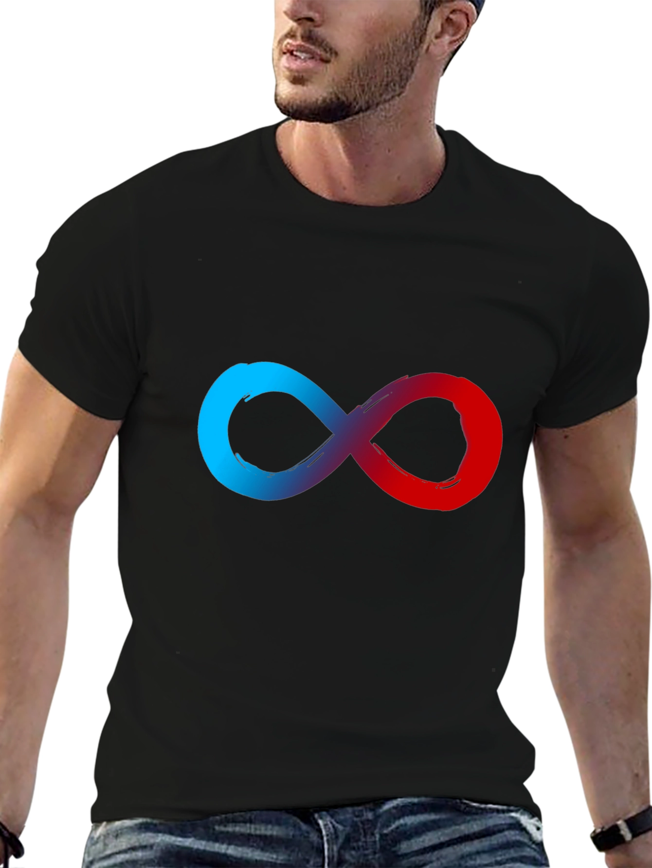 Infinity Symbol Graphic Tee - Soft Black Cotton Blend