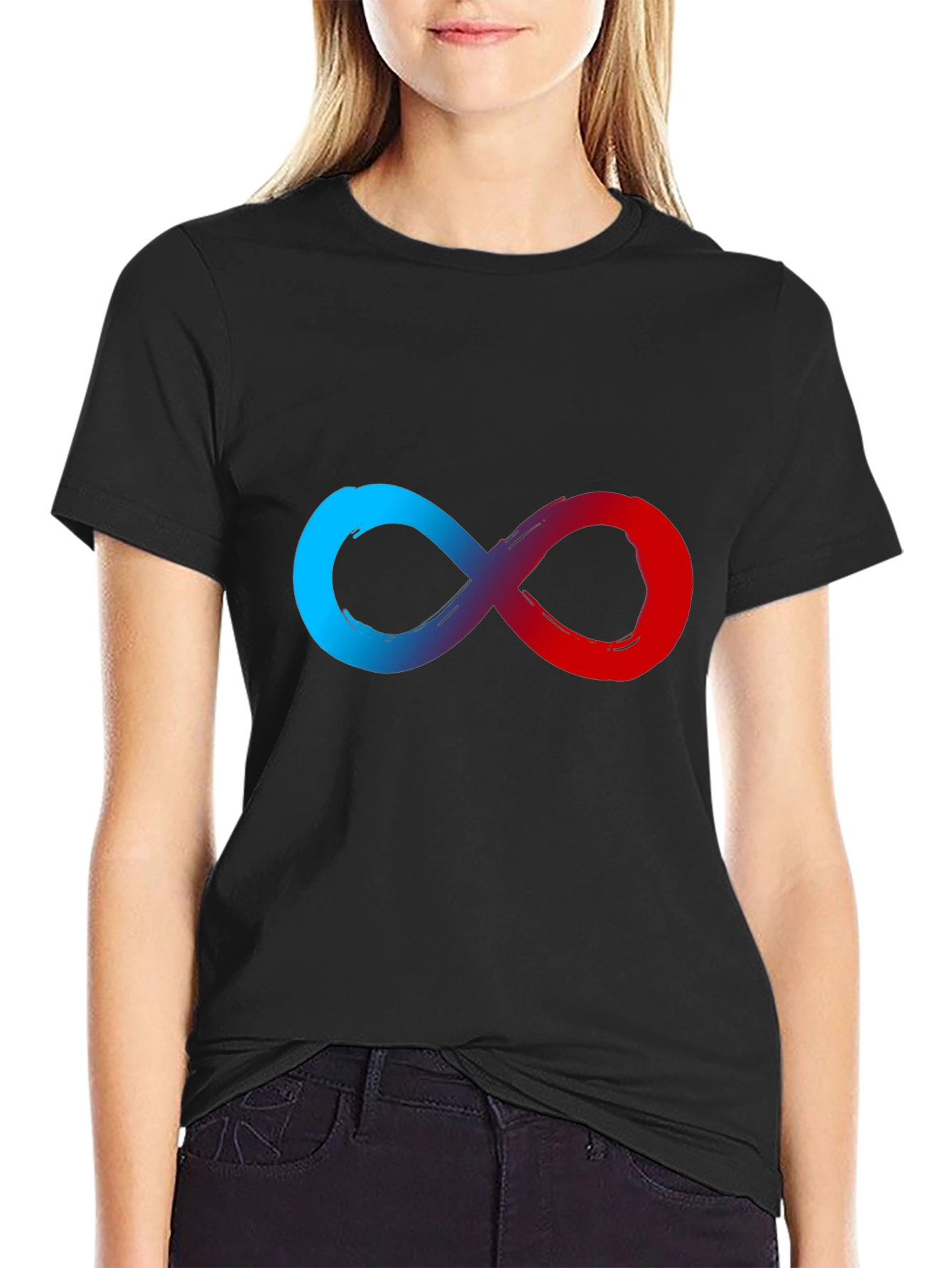 Infinity Symbol Graphic Tee - Soft Black Cotton Blend