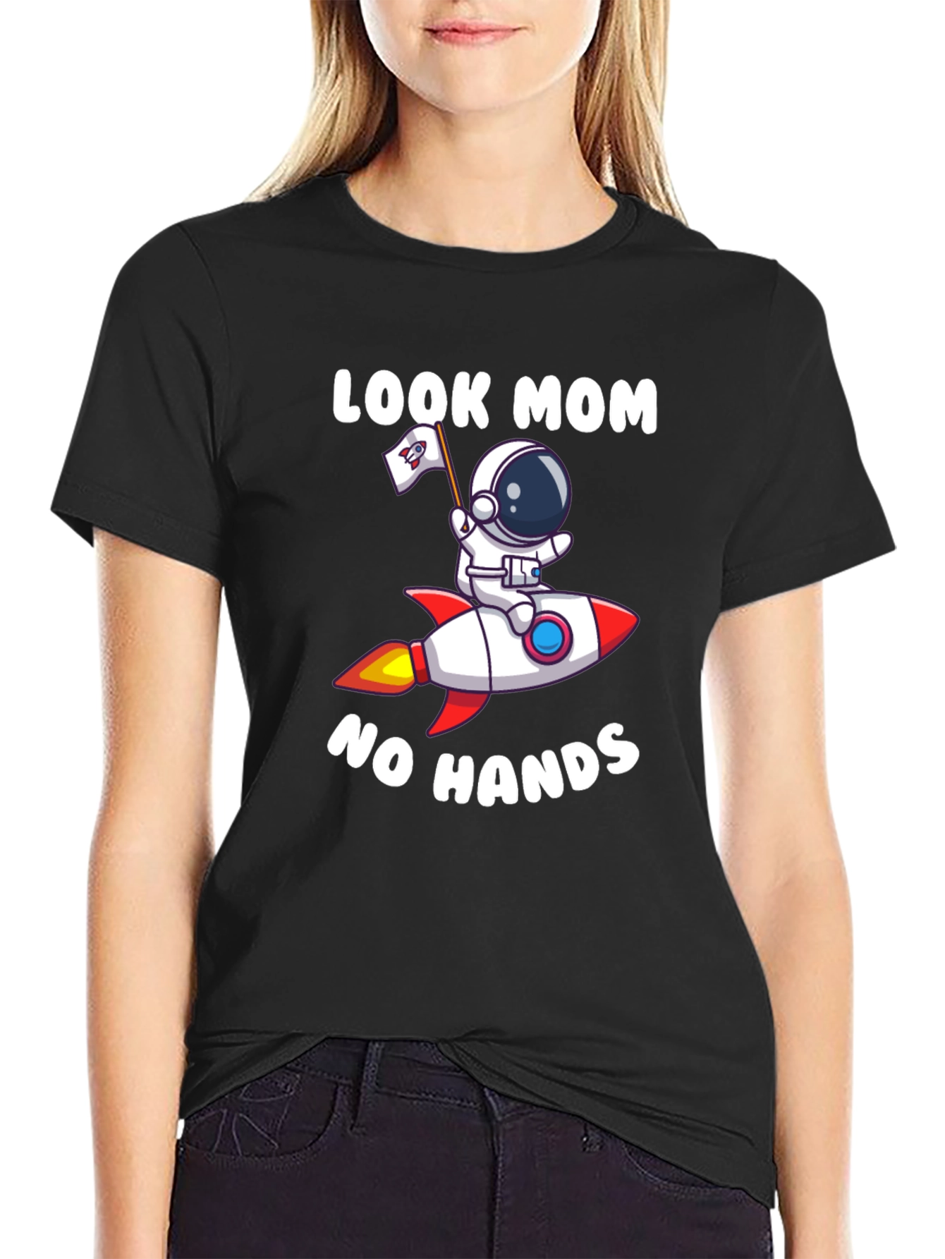 Look Mom No Hands Astronaut Rocket T-Shirt