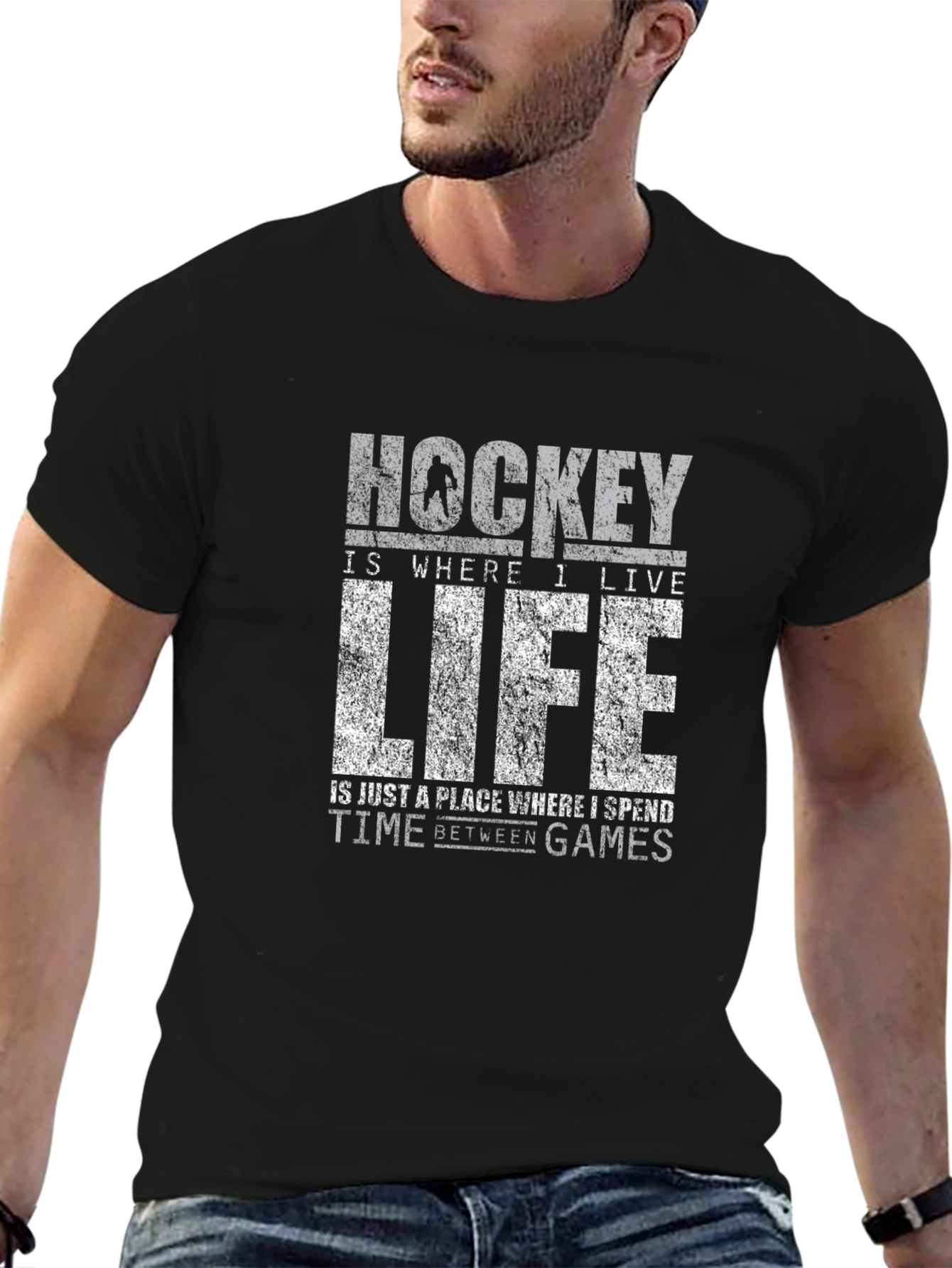 Hockey is Life Mens Black Graphic T-Shirt