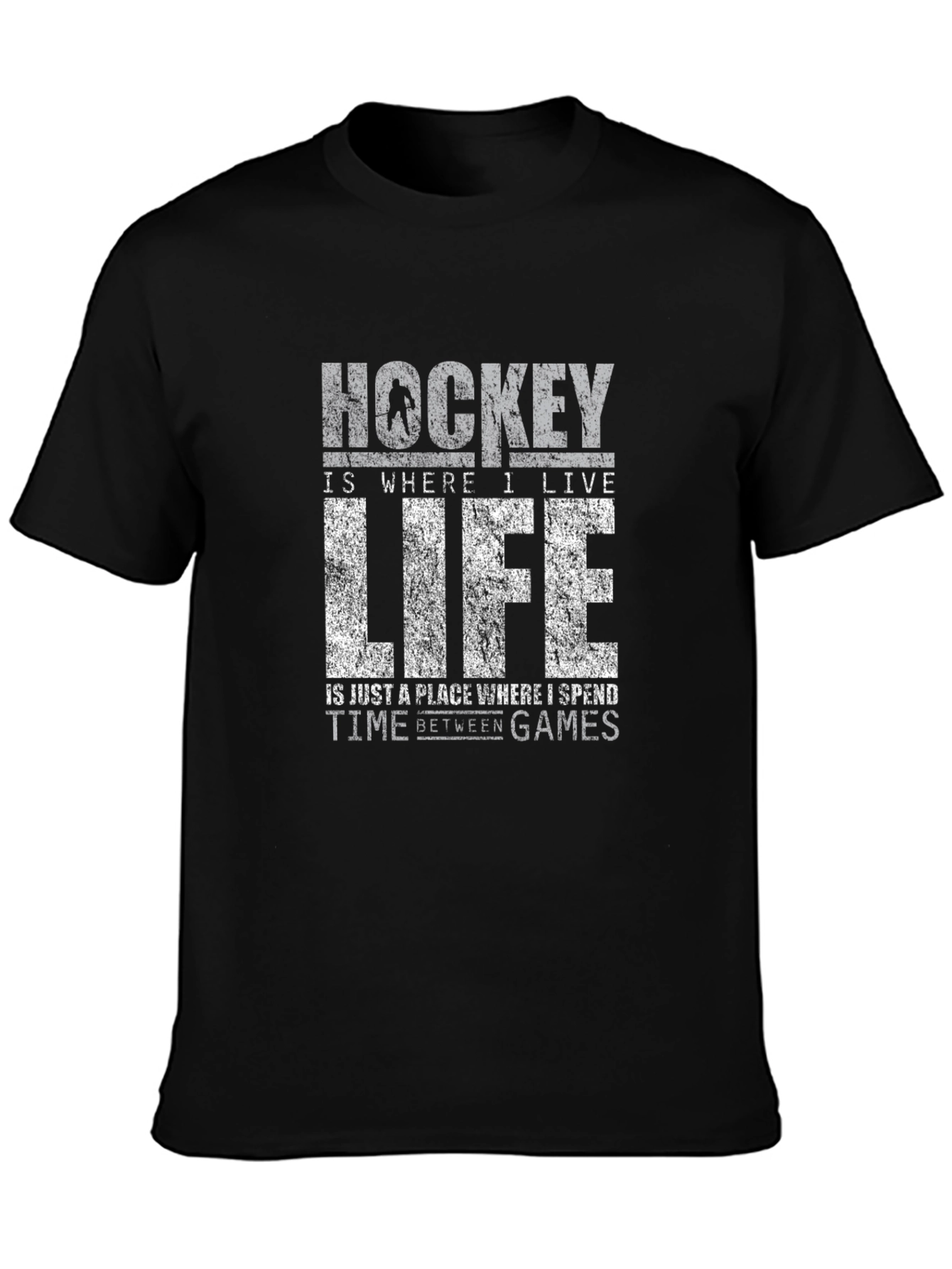 Hockey is Life Mens Black Graphic T-Shirt