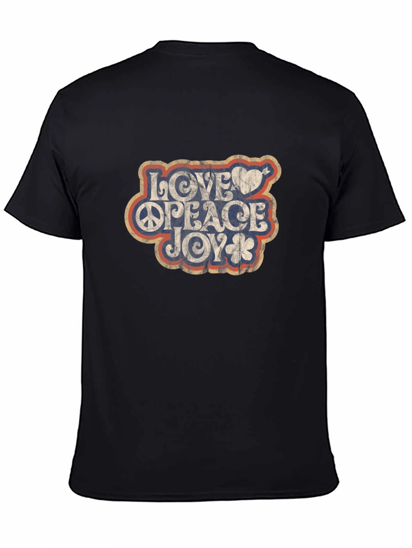 Love Peace Joy Retro Graphic T-Shirt - Black