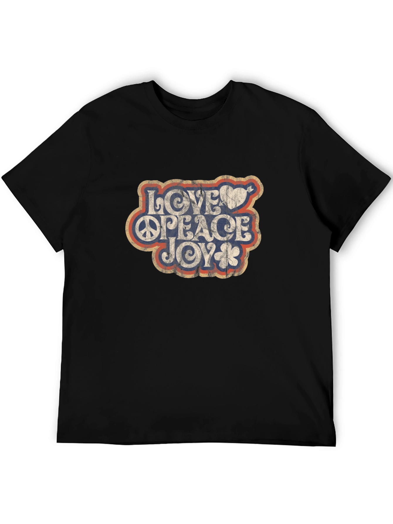 Love Peace Joy Retro Graphic T-Shirt - Black