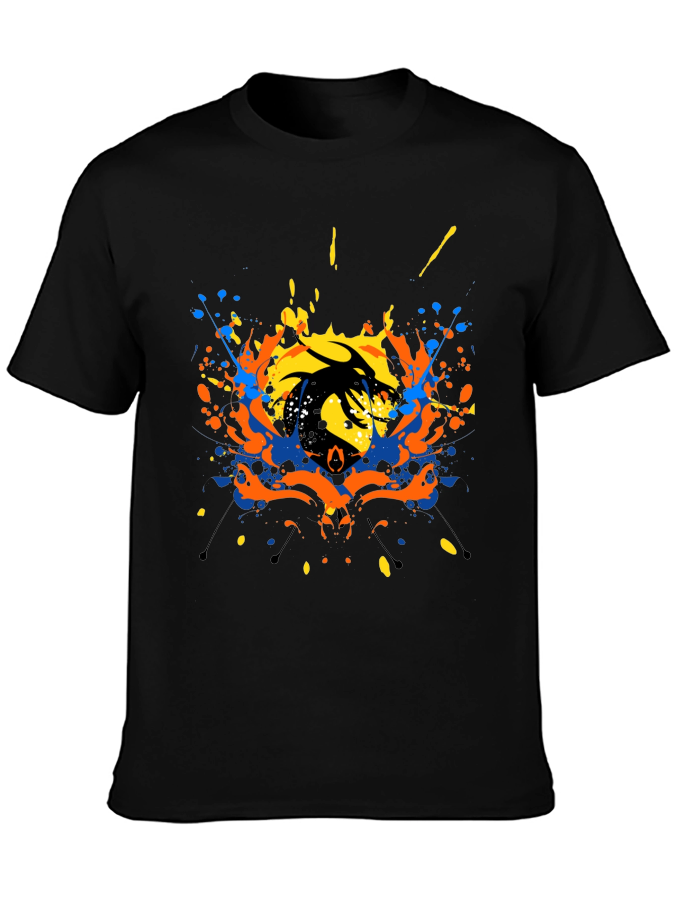 Abstract Dragon Graphic Black T-Shirt