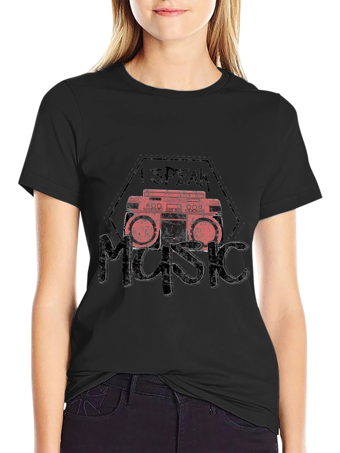 I Speak Music Black Graphic T-Shirt