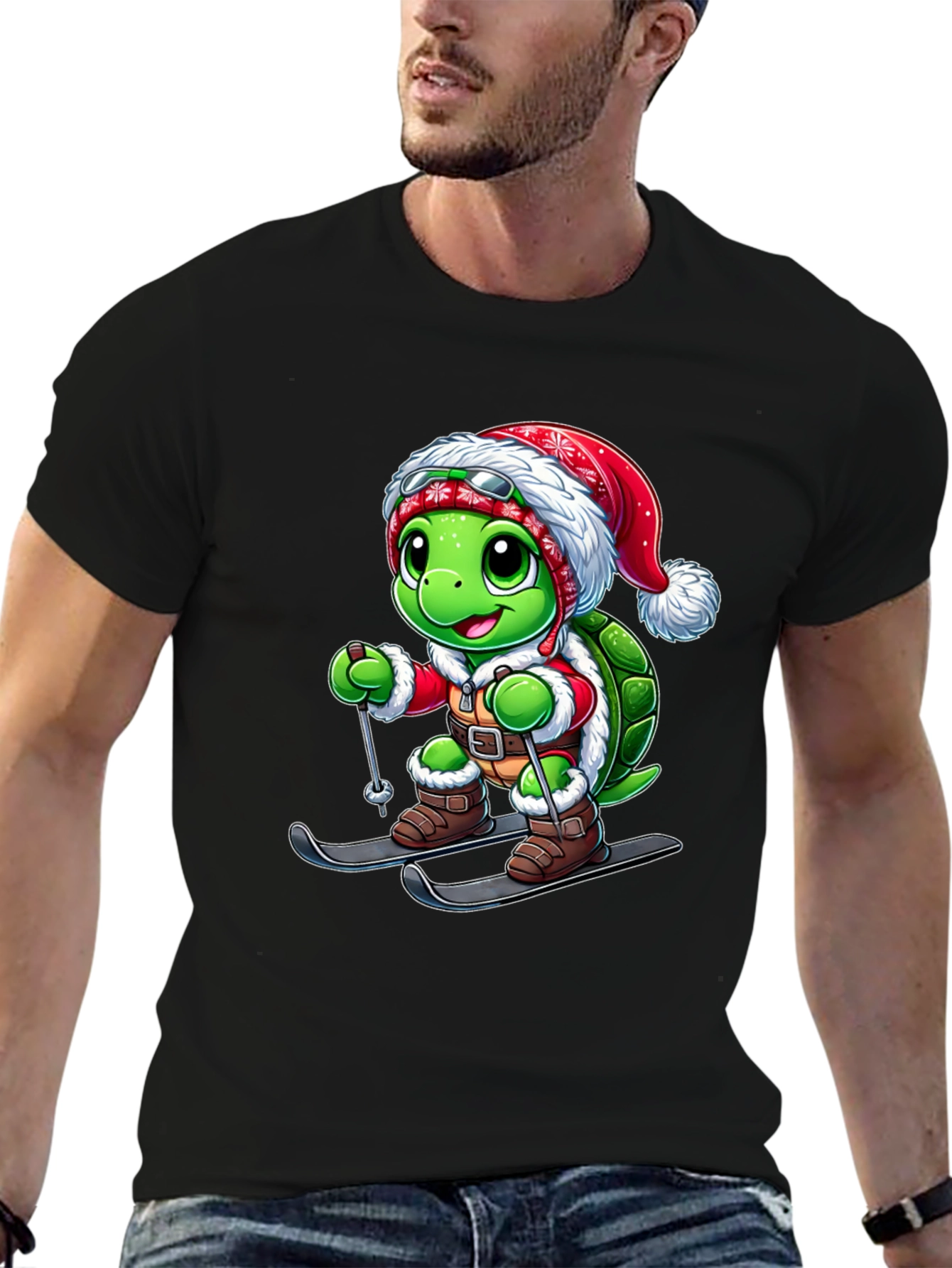 Festive Turtle Ski T-Shirt