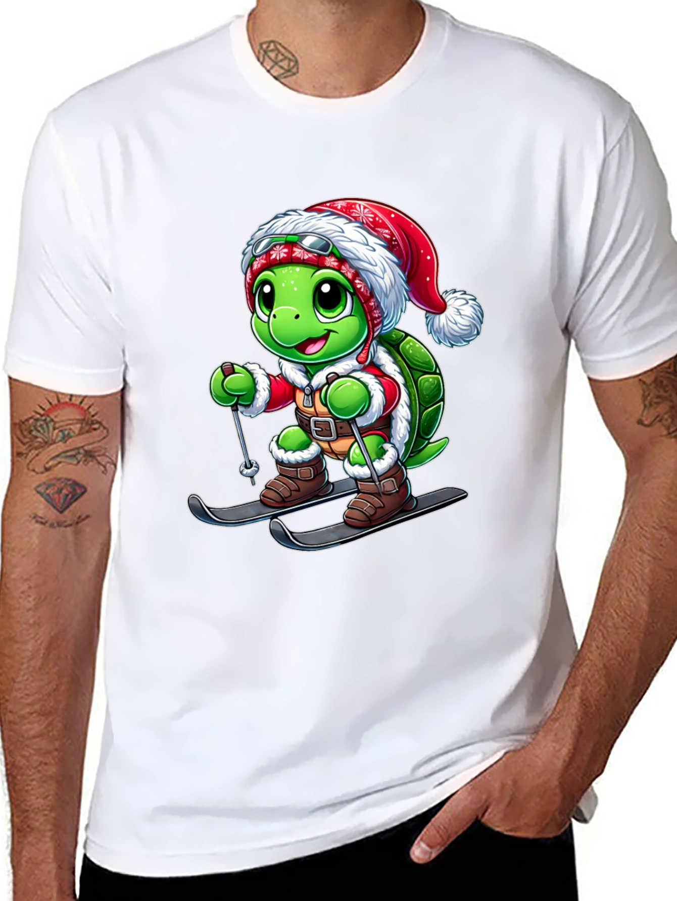 Festive Turtle Ski T-Shirt