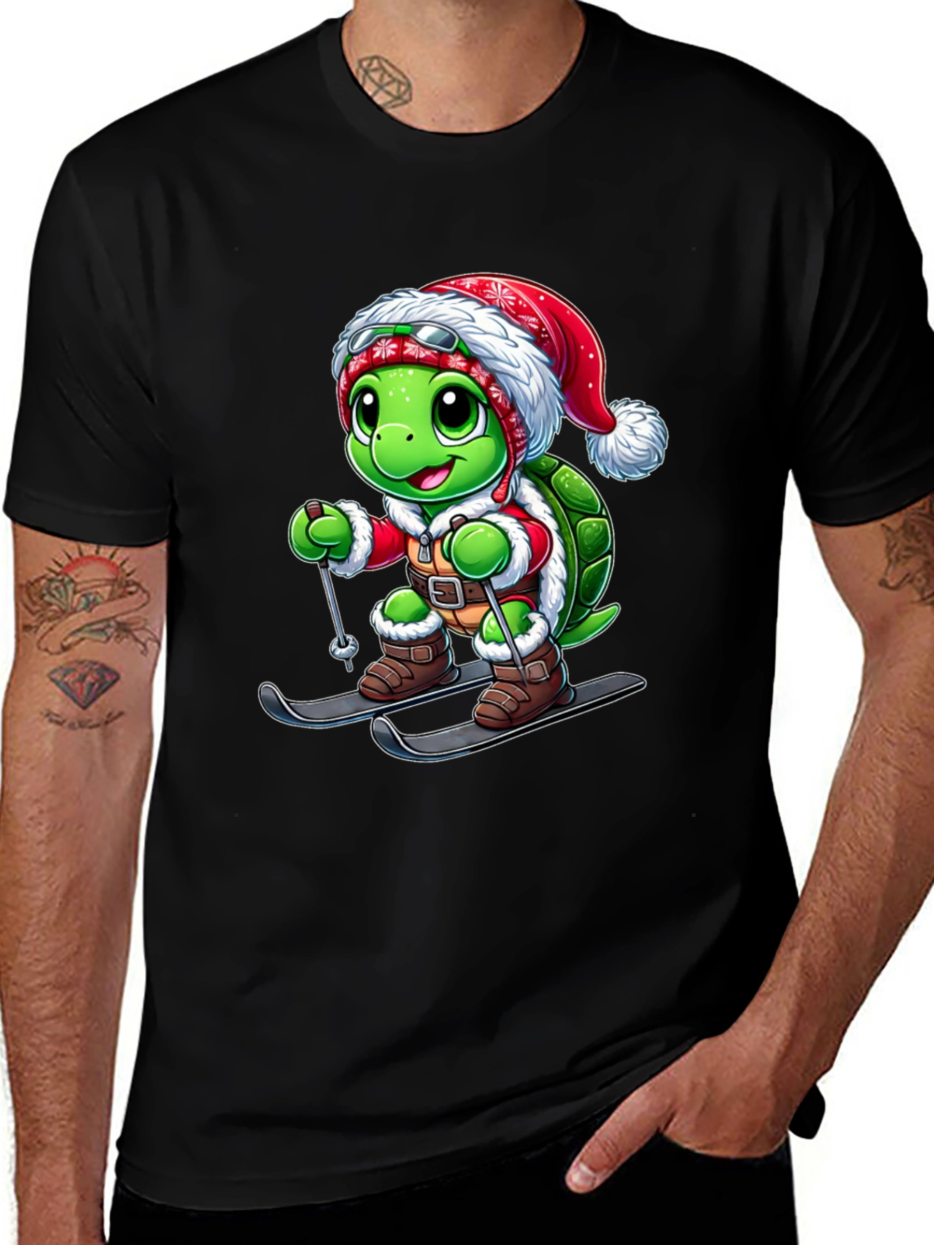 Festive Turtle Ski T-Shirt