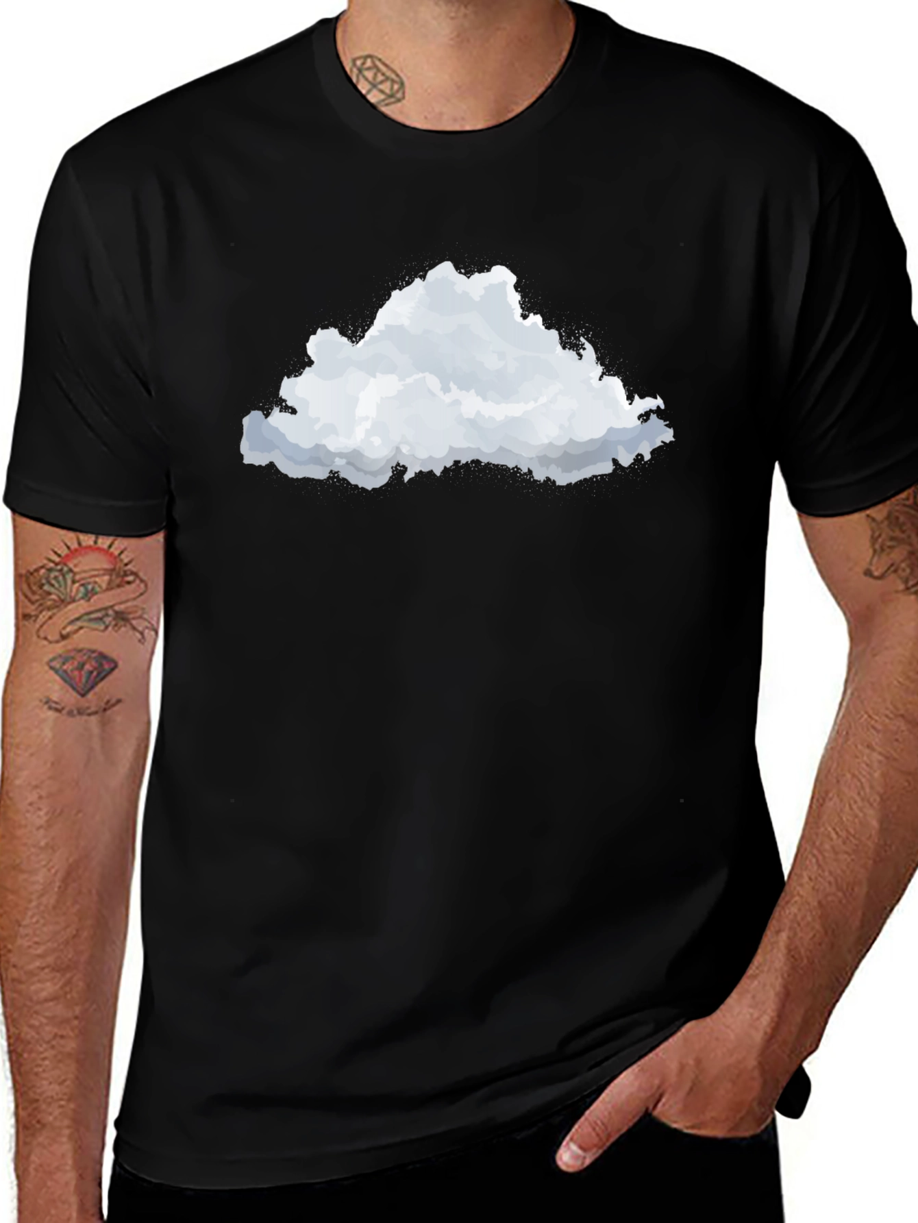 Cloud Graphic Black T-Shirt - Stylish Comfort