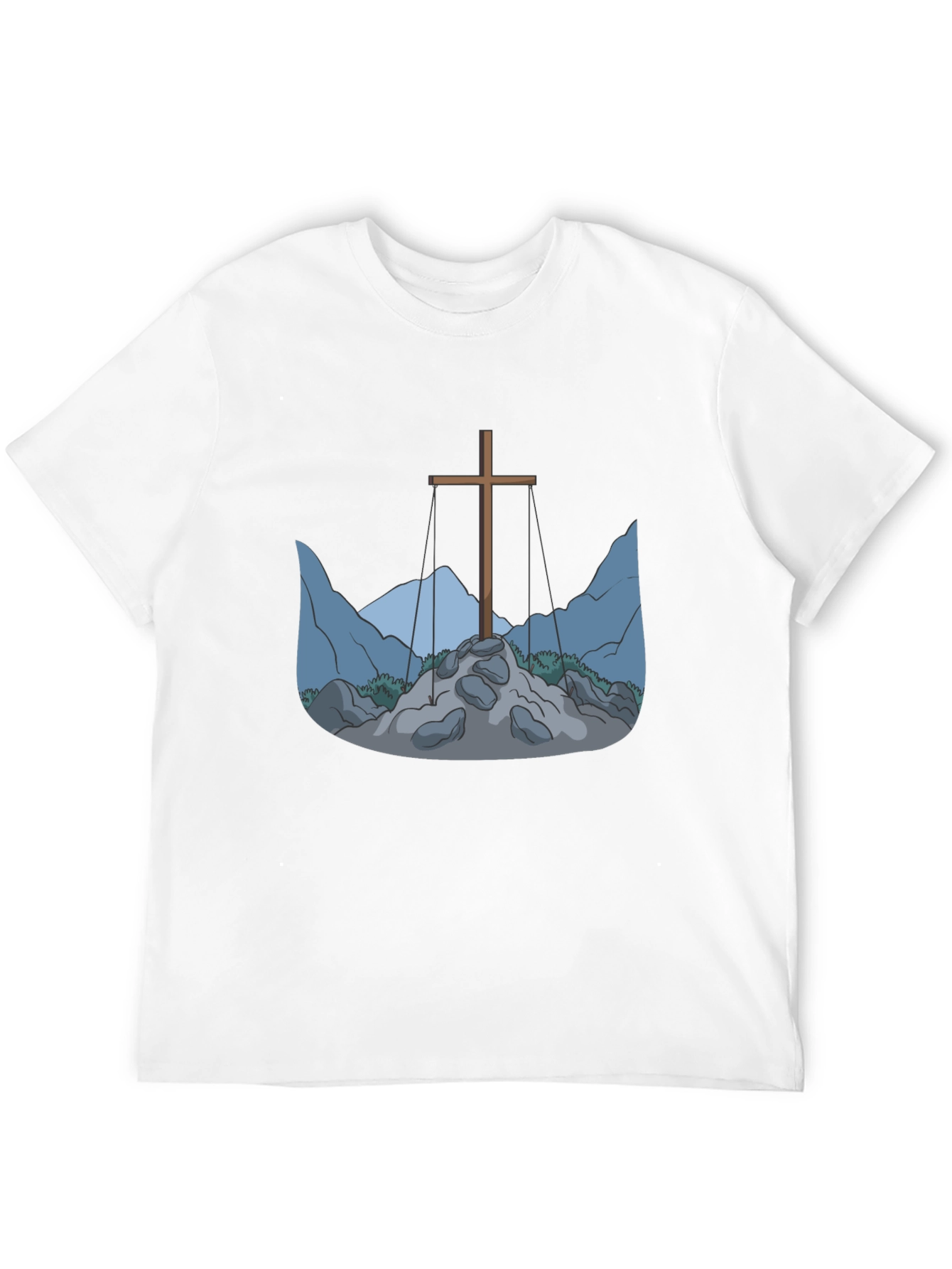 Cross and Mountain Graphic Tee - Black