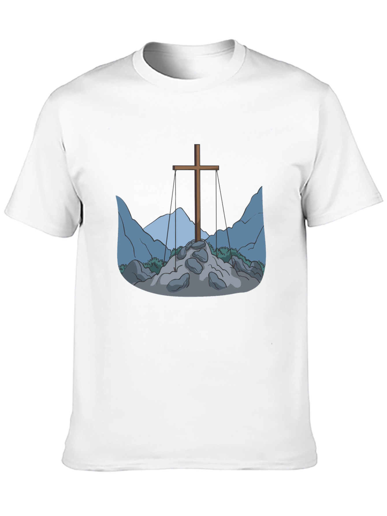 Cross and Mountain Graphic Tee - Black