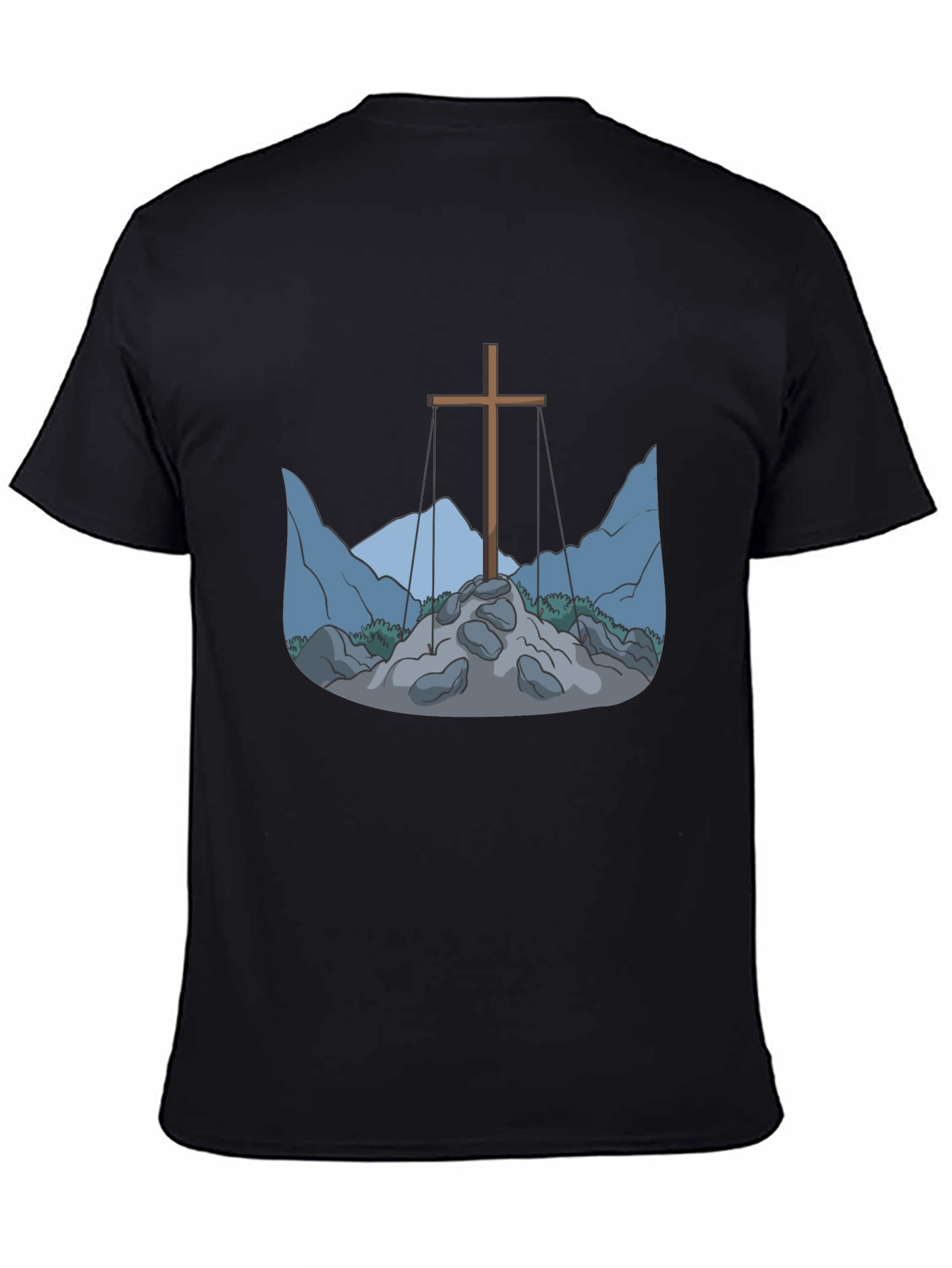 Cross and Mountain Graphic Tee - Black