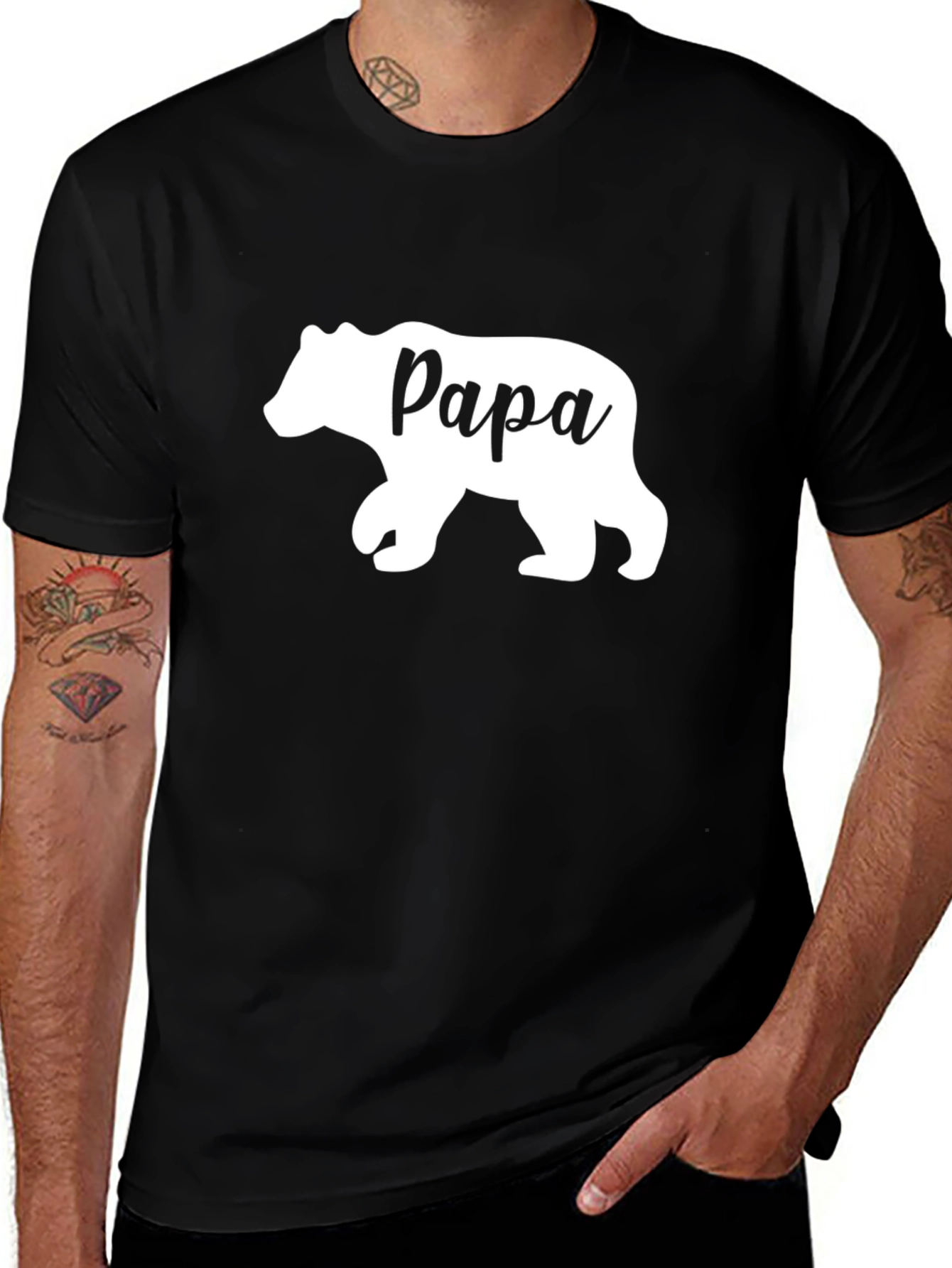 Papa Bear Graphic Tee - Black Cotton Comfort