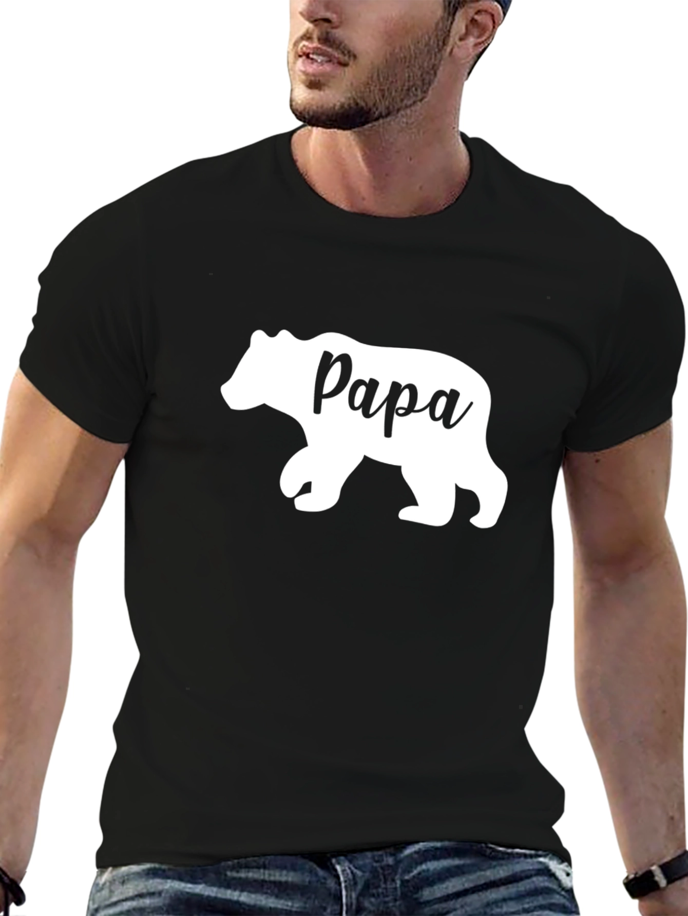 Papa Bear Graphic Tee - Black Cotton Comfort