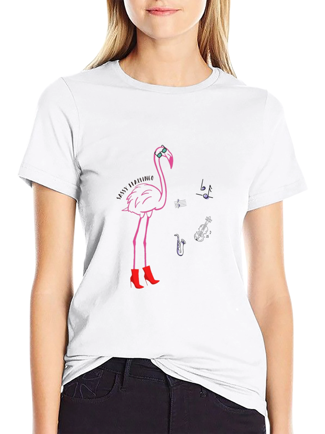 Funky Flamingo T-Shirt - Black