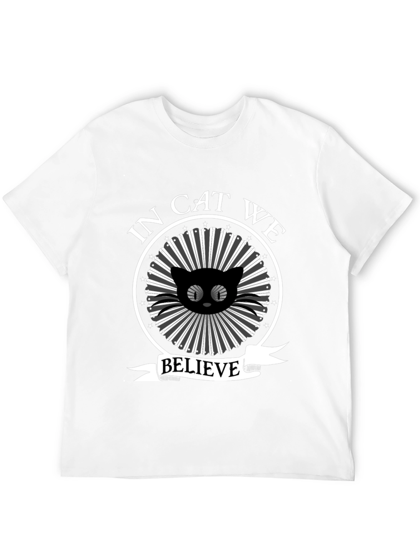 In Cat We Believe Black Graphic Tee